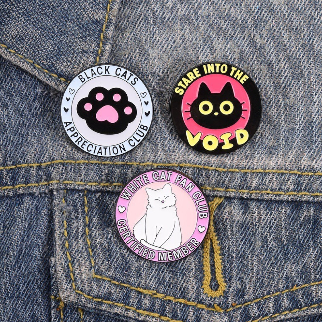 Pinori Cat Fan Club enamel pin in packaging with branded card backing
