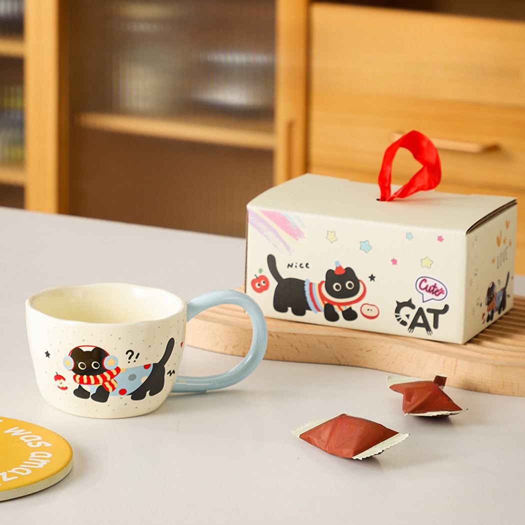 Mivora - Cute Cartoon Cat Coffee Mug