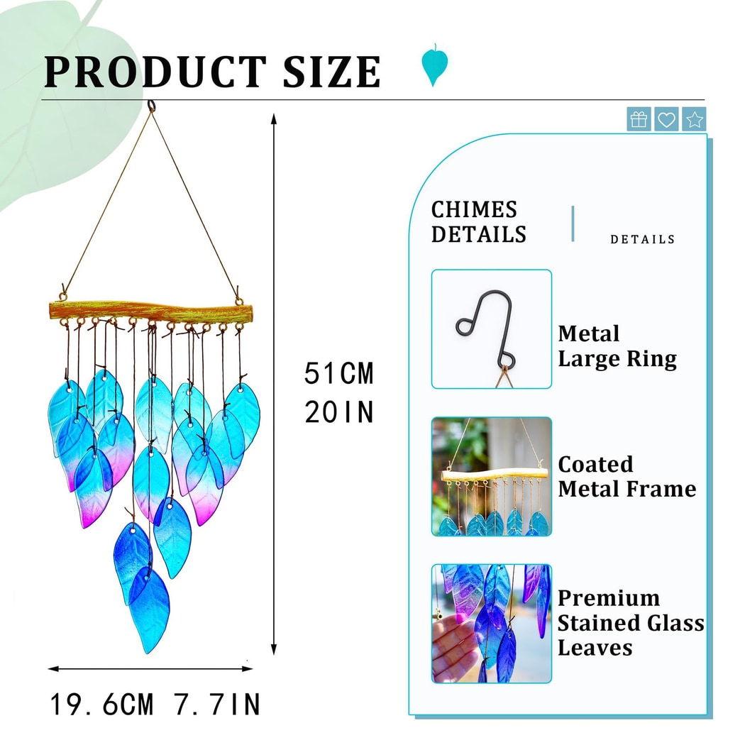 Somnira - Artistic Blue Leaf Wind Chime