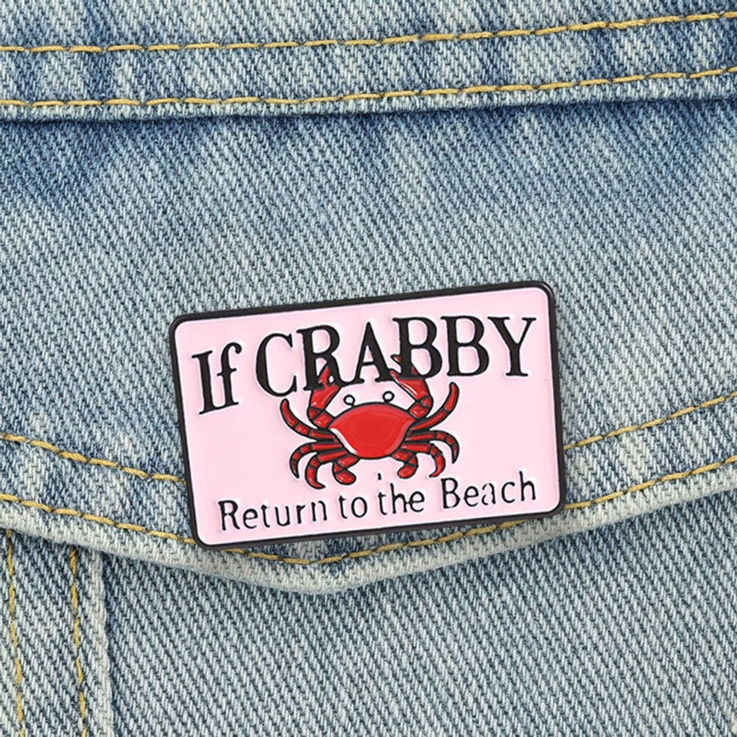 Pinori - Funny Crab Quote Animal Shape Brooch Pin