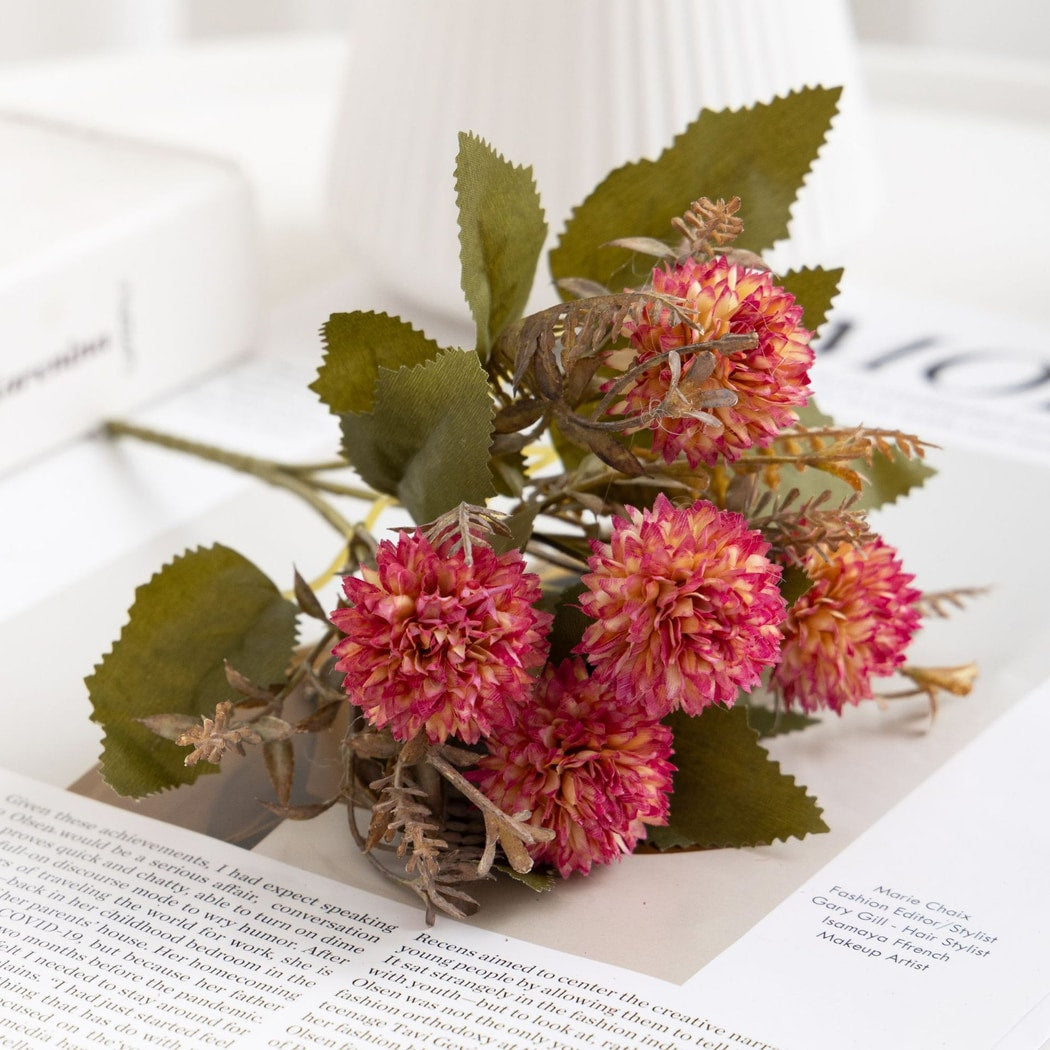 Roselle - Layered Artificial Ball Chrysanthemums Bouquet