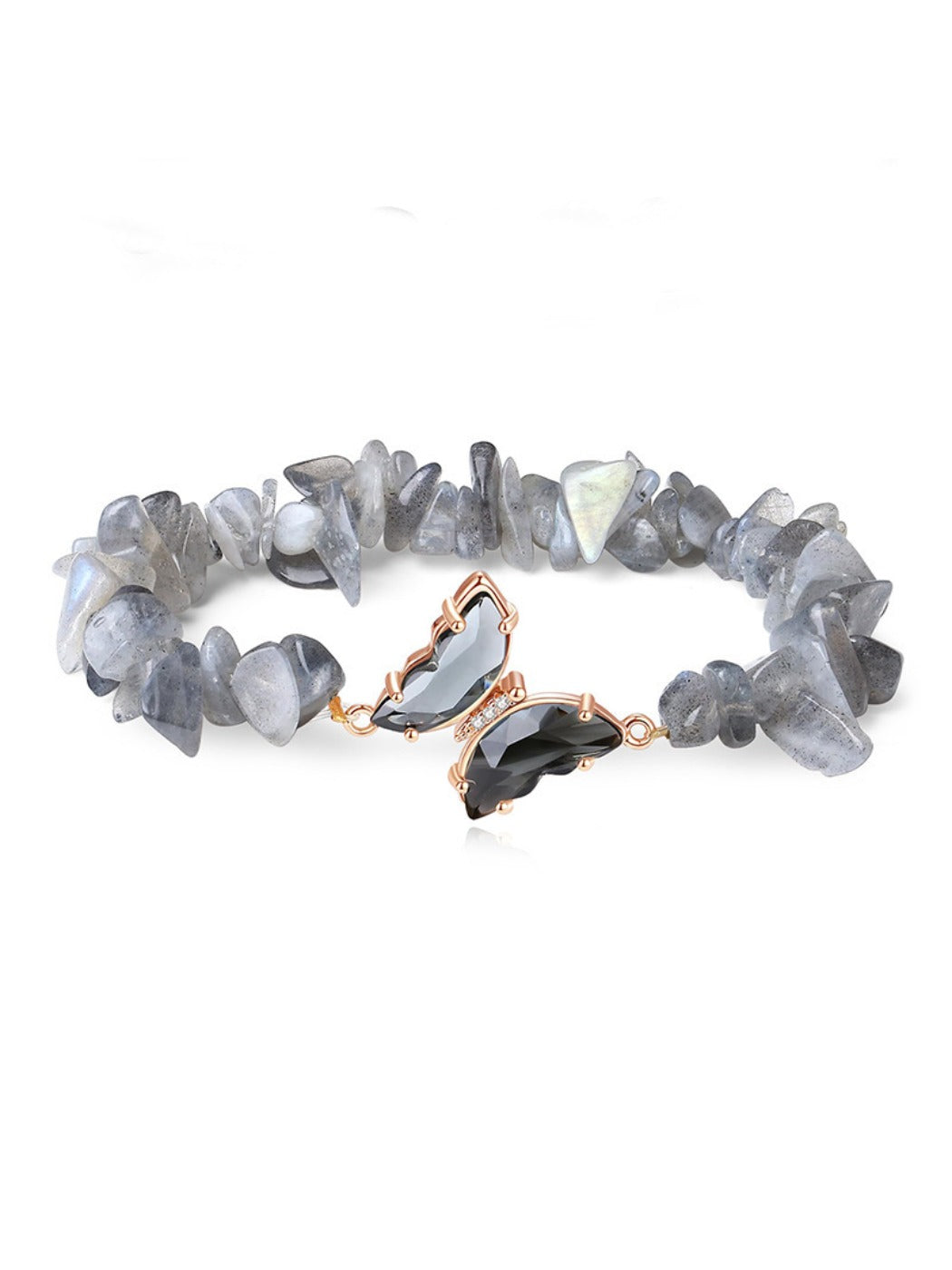 Emora - Fashion Purple Crushed Stone Butterfly Bracelet