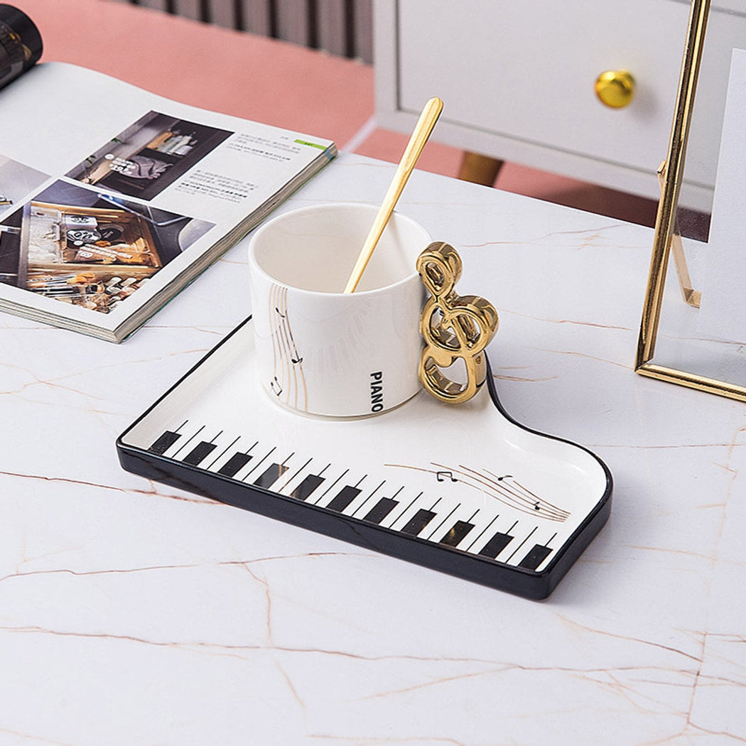 Mivora - Piano Theme Coffee Cup and Saucer Set