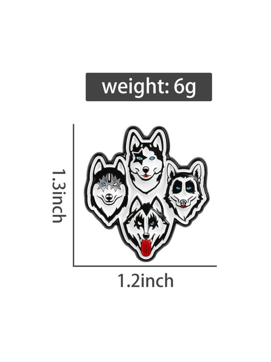 Pinori - Cute Husky Sled Dog Brooch