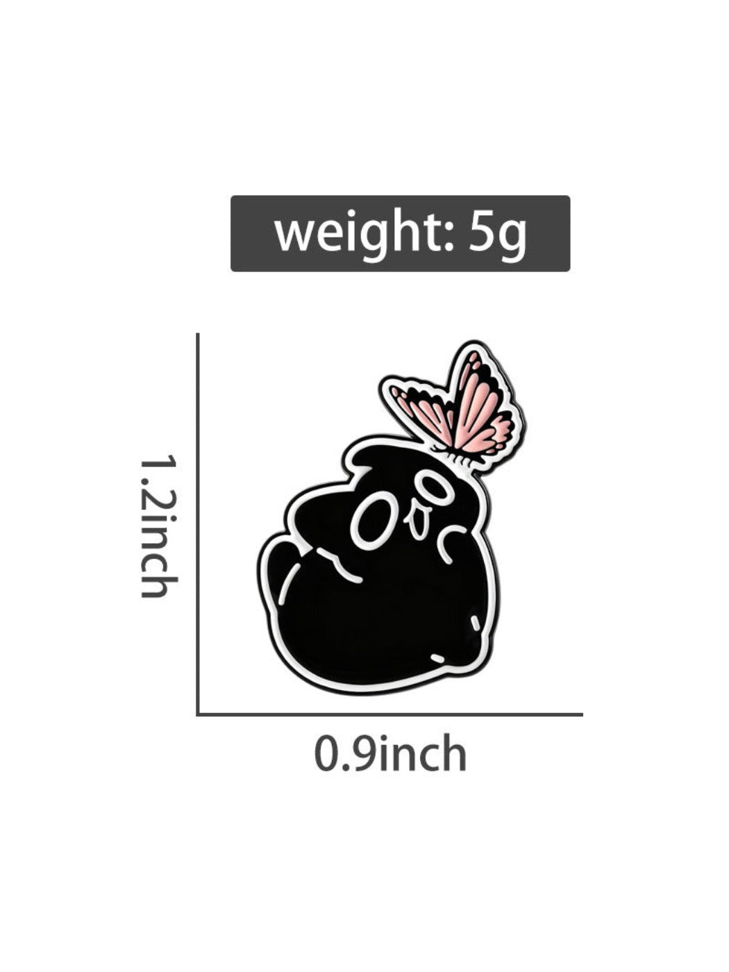 Pinori - Cute Black Kitten Butterfly Brooch