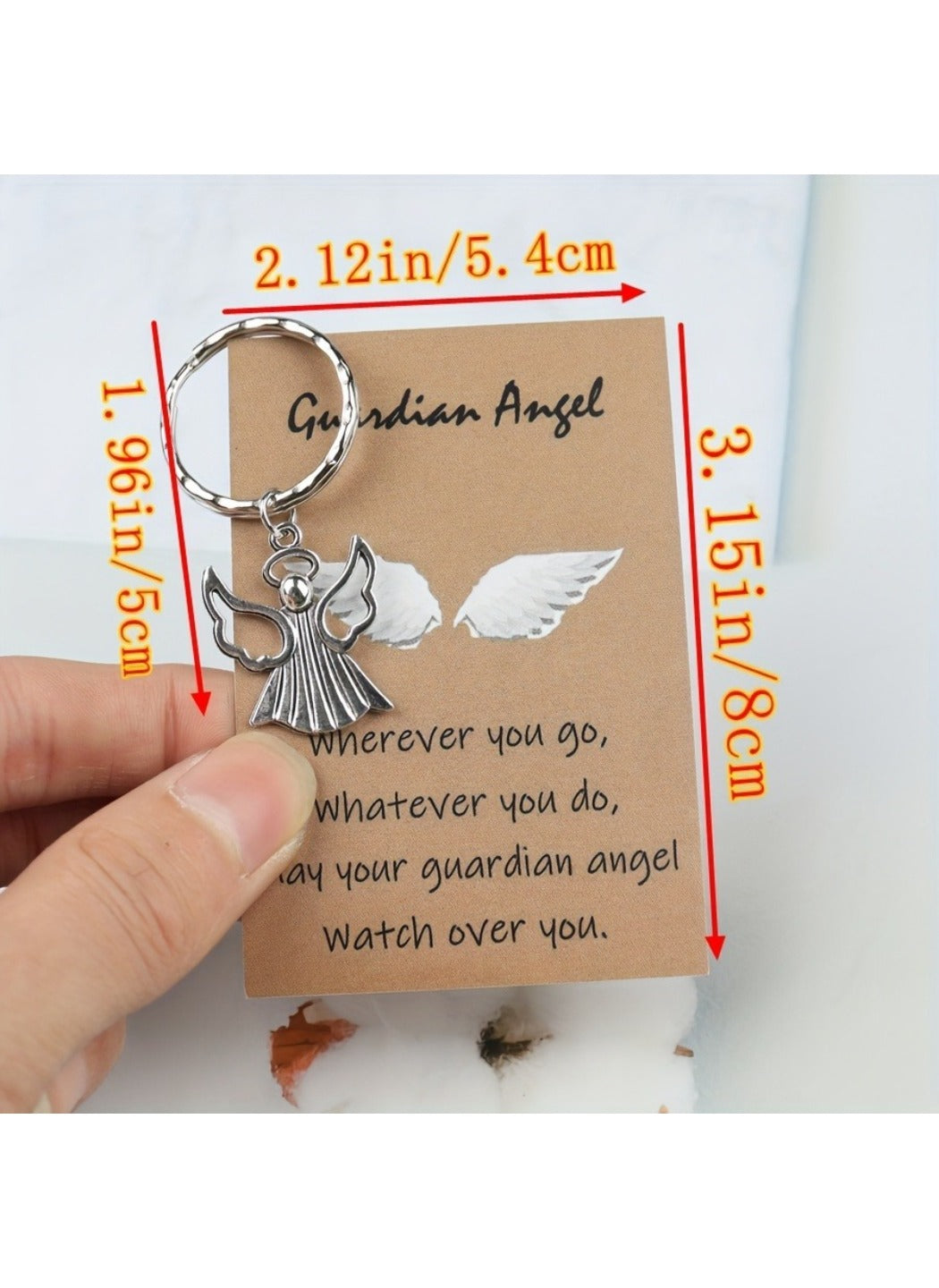 Taphug - Alloy Pocket Hug Card Silver Angel Keychain