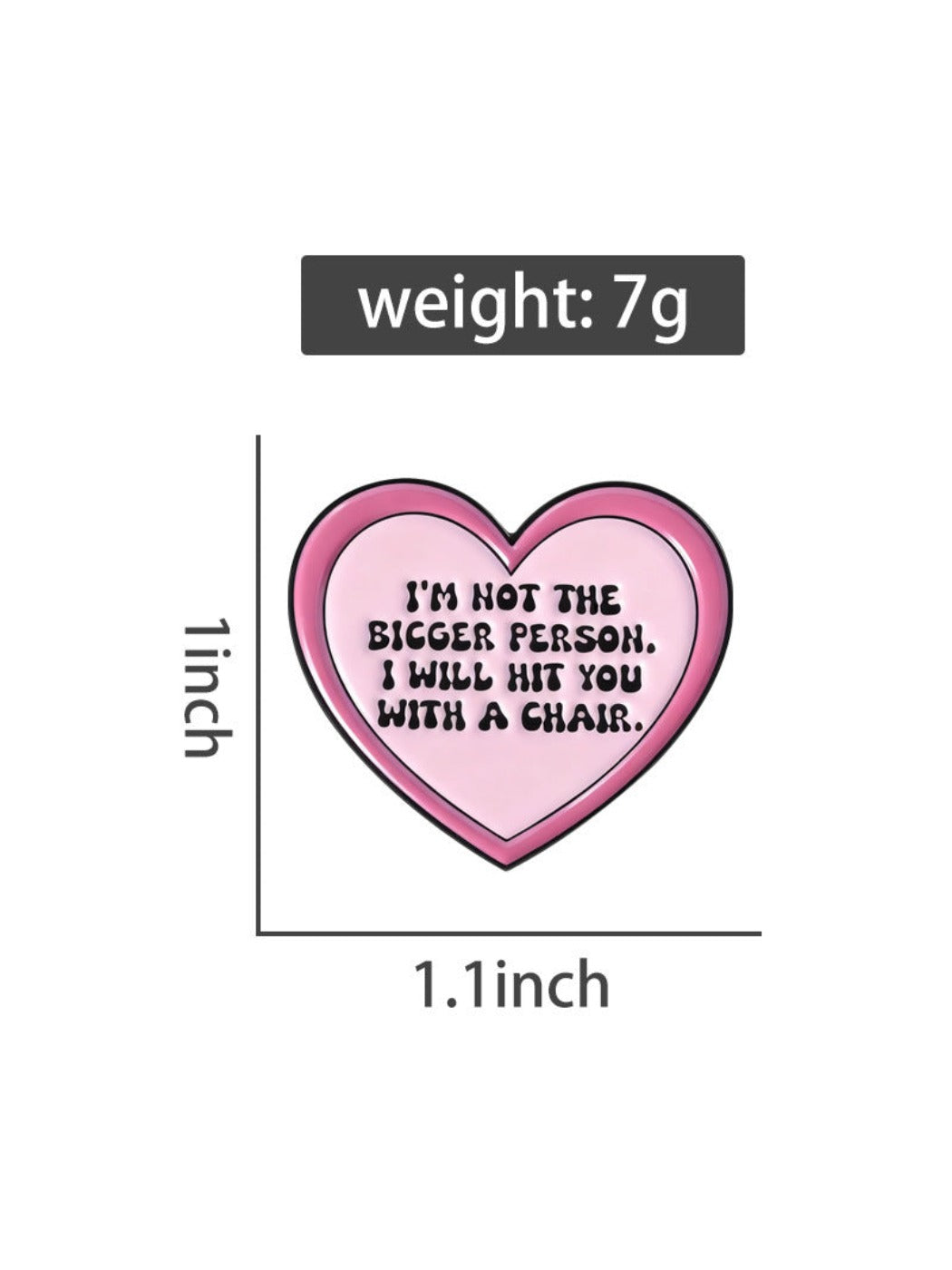 Pinori - Funny Heart Shaped Text Pin Brooch