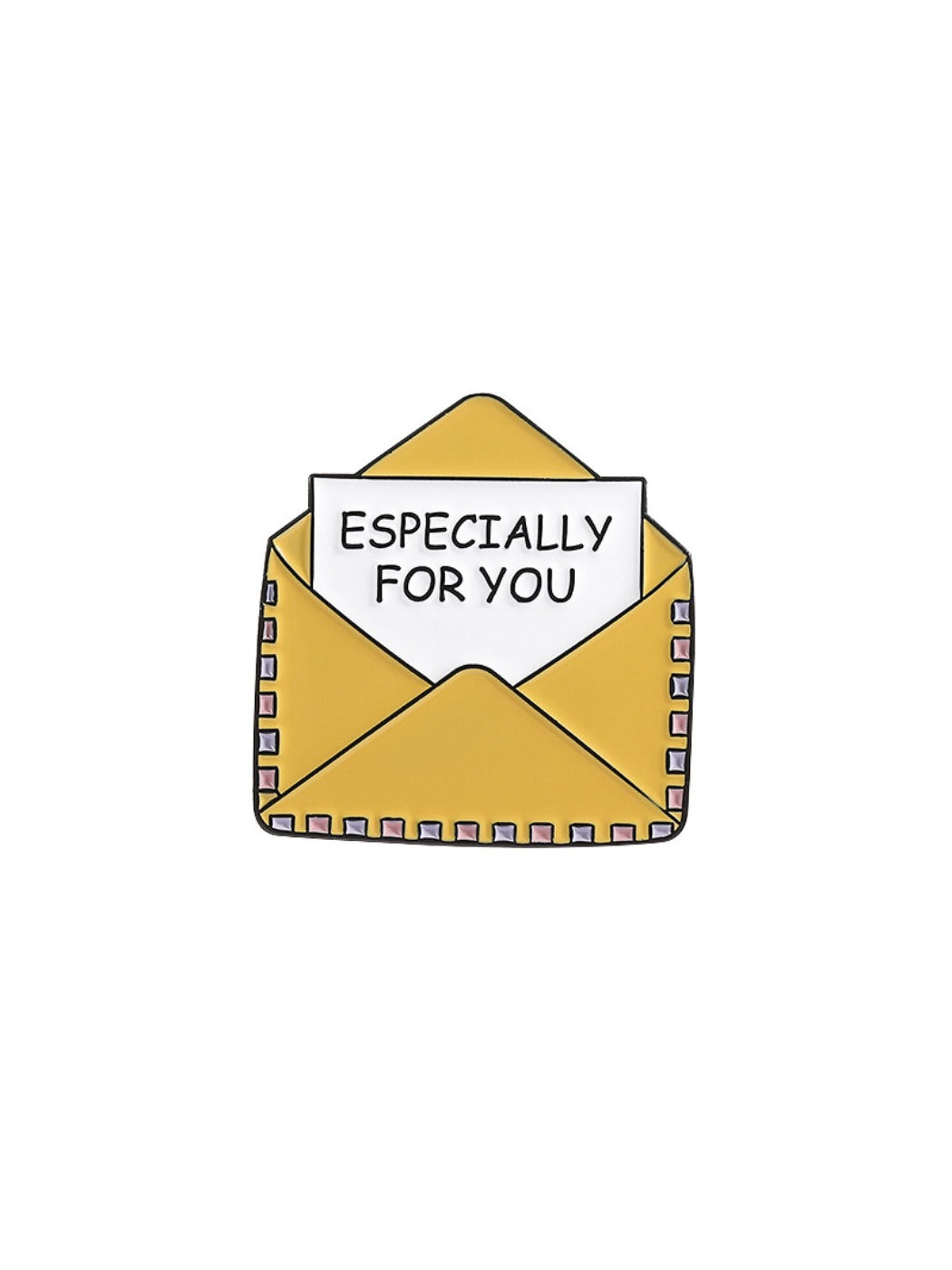 Pinori envelope brooch photographed with studio lighting and shadows