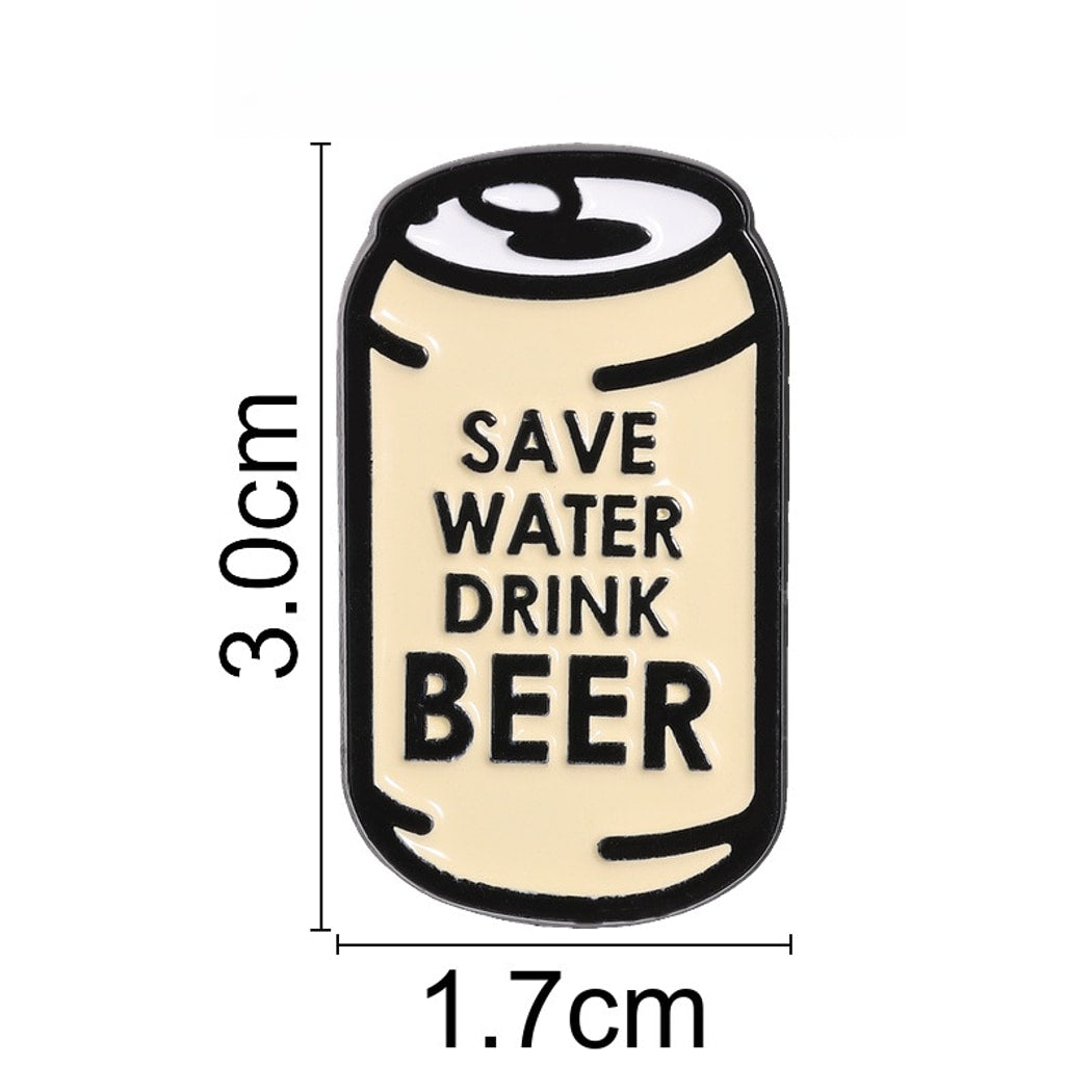 Pinori - Playful Lettered Beer Can Pin Brooch