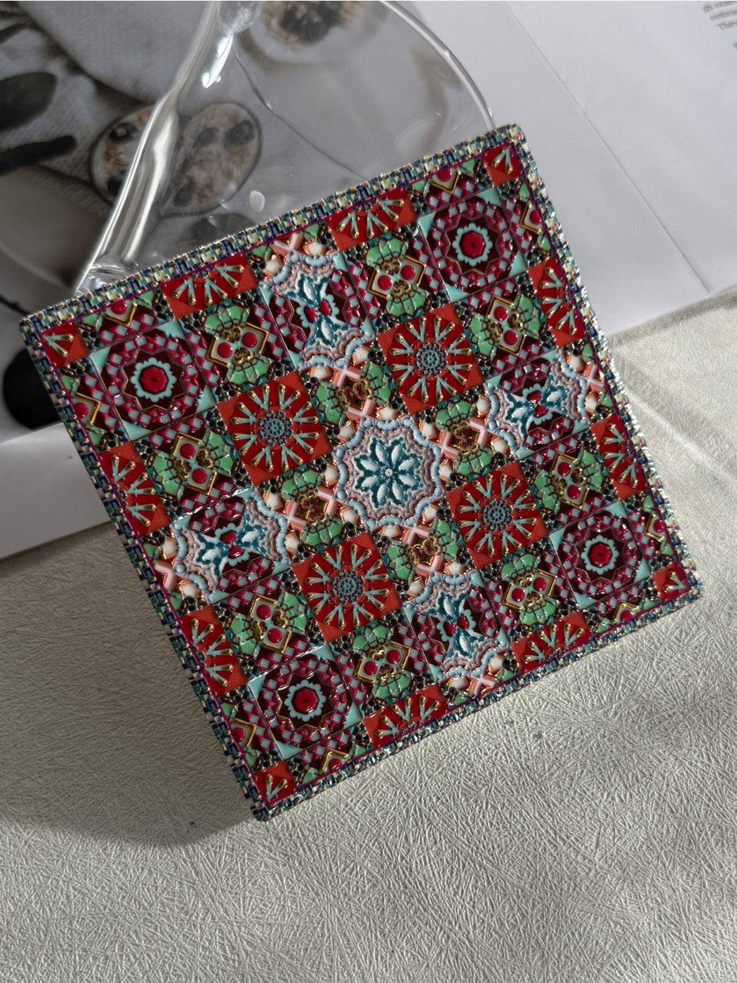 Thimara - Vintage Square Floral Ceramic Coaster Heat Resistant