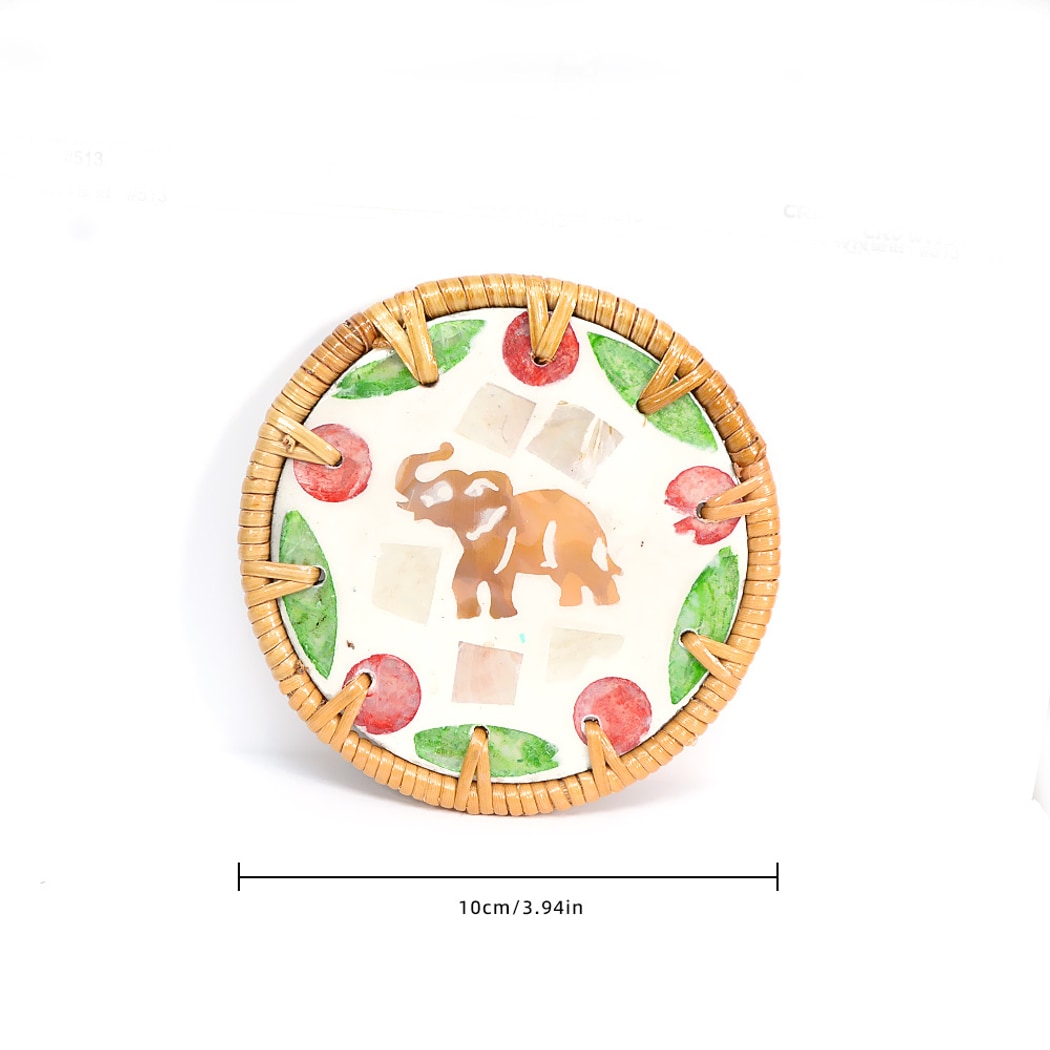 Thimara - Cute Elephant Pattern Round Coaster