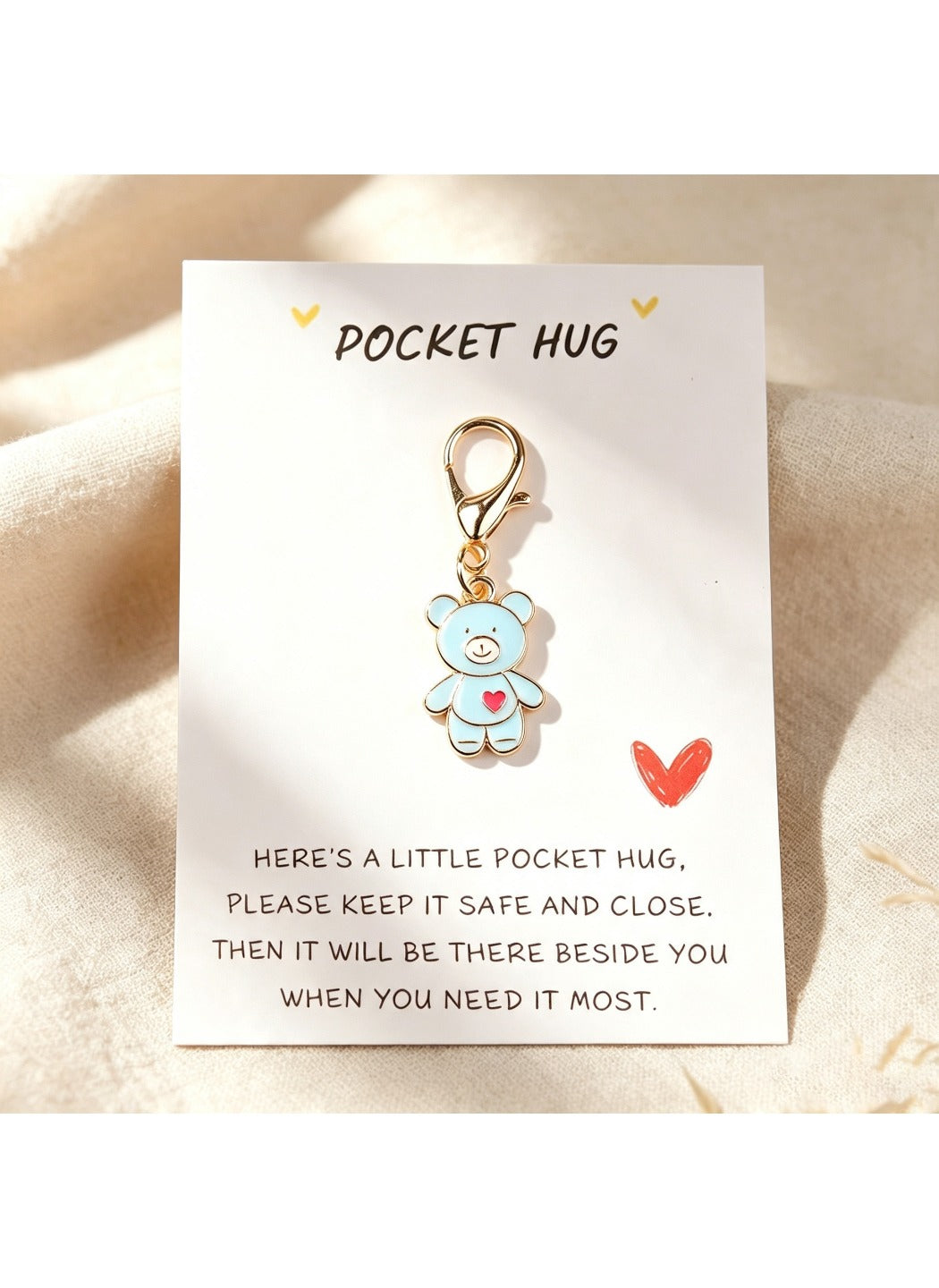Taphug - Alloy Pocket Hug Card Heart Bear Keychain