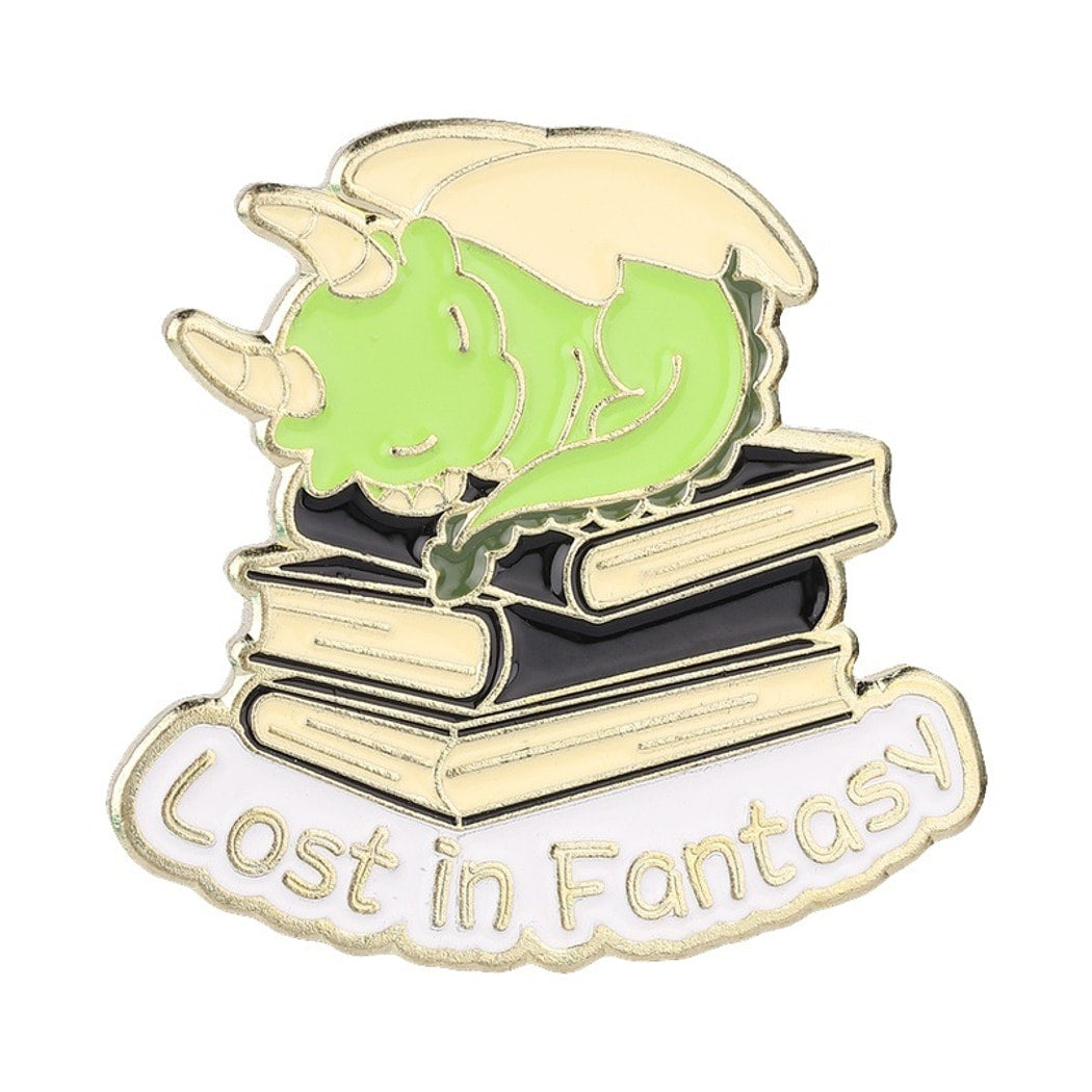Pinori - Fantasy Dragon Book Motif Decorative Pin