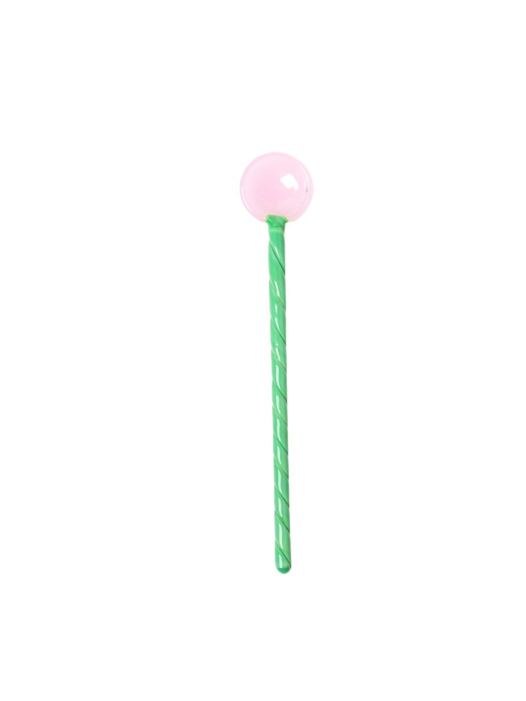 Thimara transparent glass spoon with colorful design elements visible in natural light