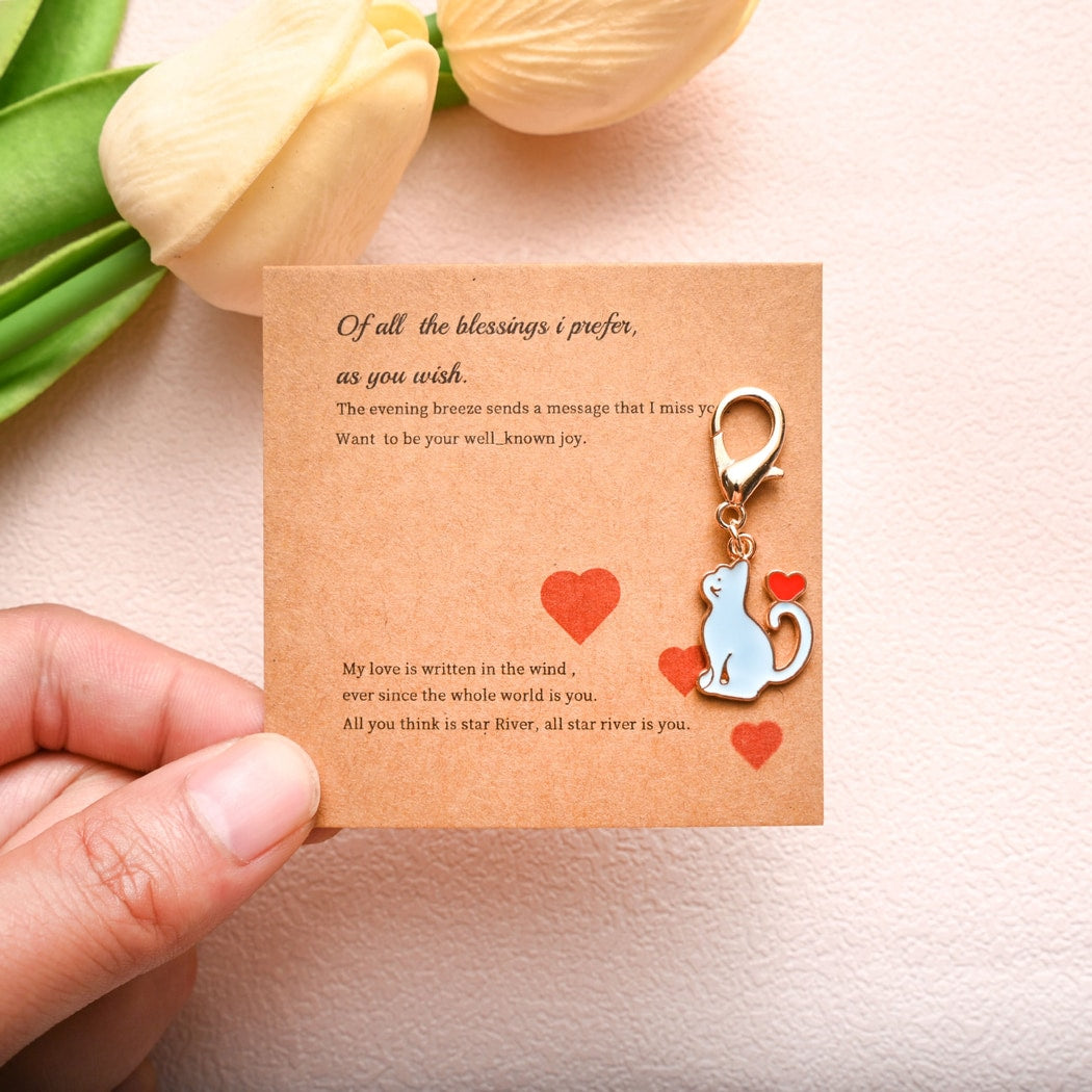Taphug - Pocket Hug Cartoon Heart Cat Charm Keychain
