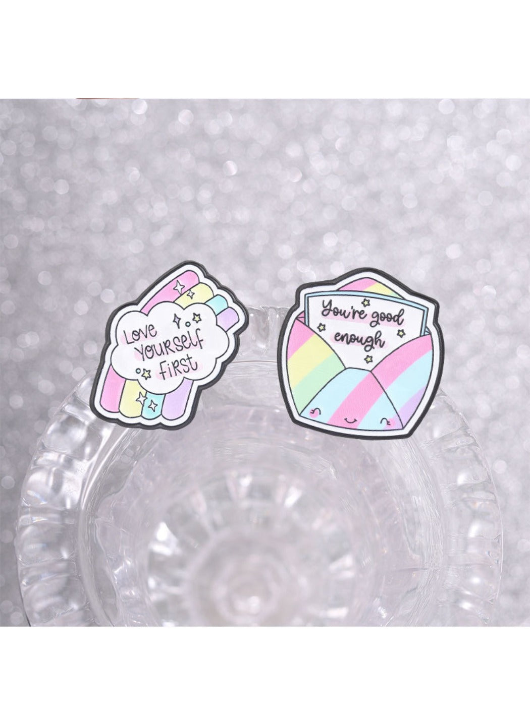 Pinori - Cute Cartoon Rainbow Envelope & Cloud Pin Brooch Badge