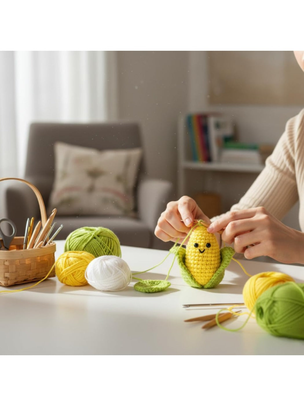 Kovira - Crochet Popcorn Plushie Emotional Support Doll