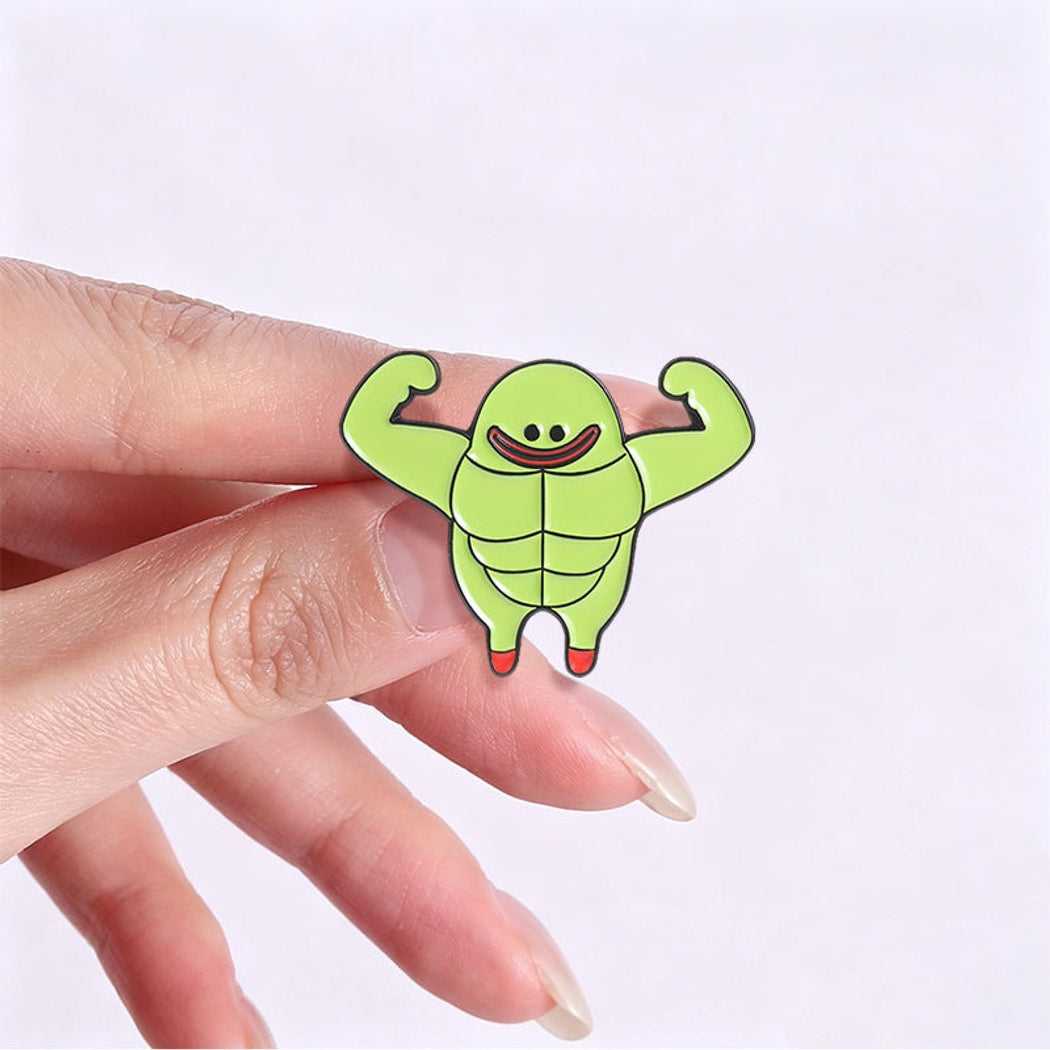 Pinori - Funny Flexing Cartoon Character Decorative Pin
