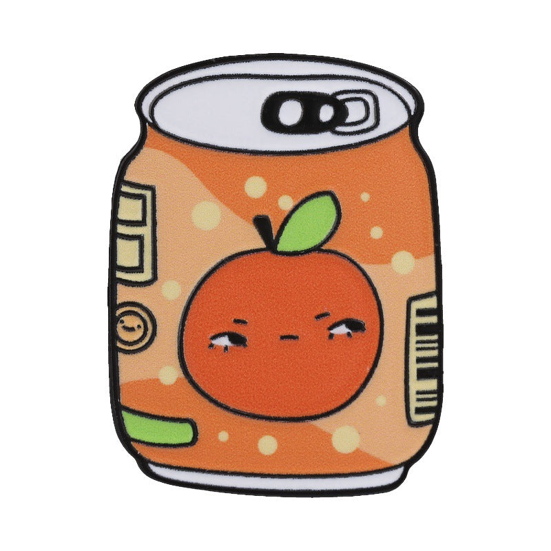 Pinori - Cute Cartoon Orange Juice Can Brooch Badge Pin