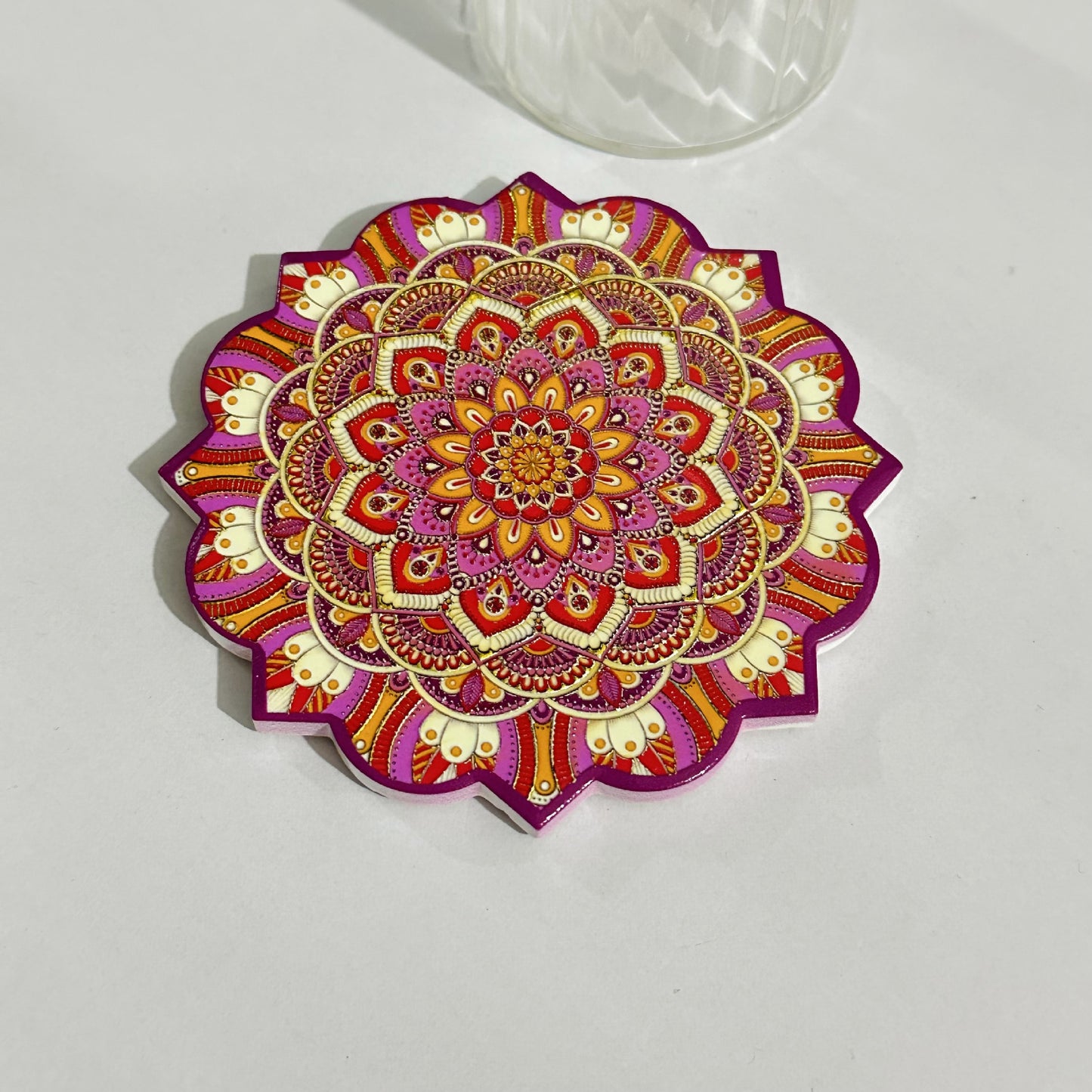 Bohemian Mandala Flower Heat-Resistant Coaster