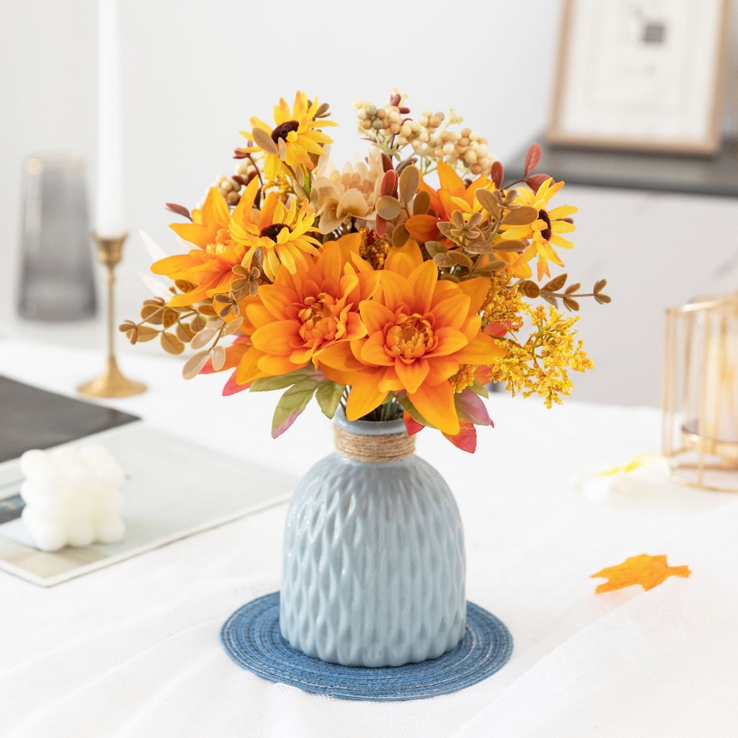 Roselle - Orange Dahlia Decorative Artificial Flowers