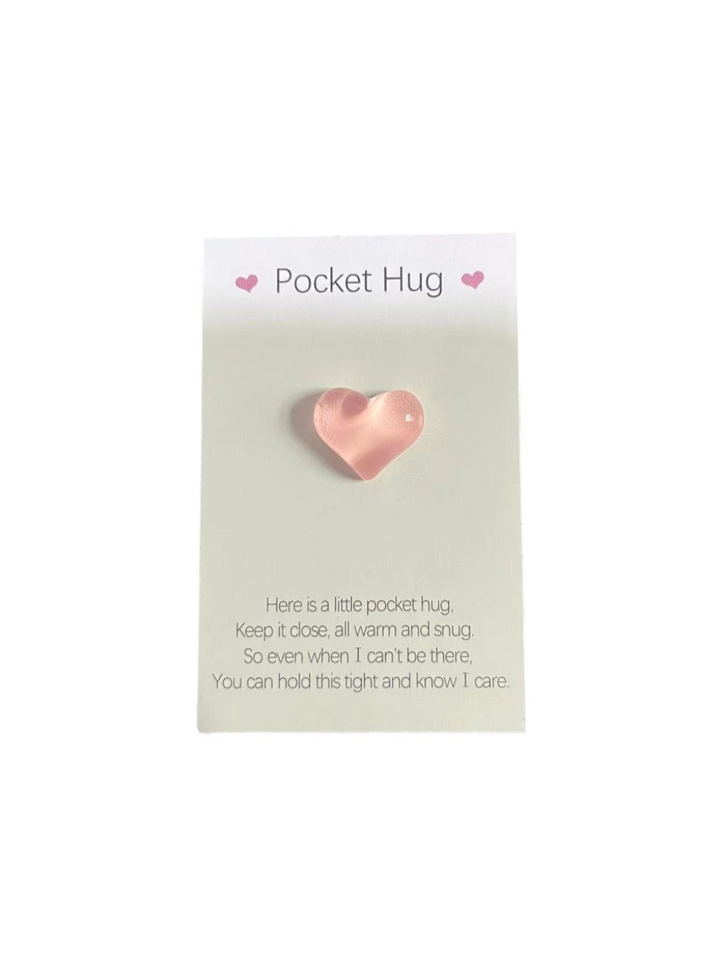 Taphug - Pocket Hug Heart Pink Transparent Love pocket hug card and keepsake token view 4