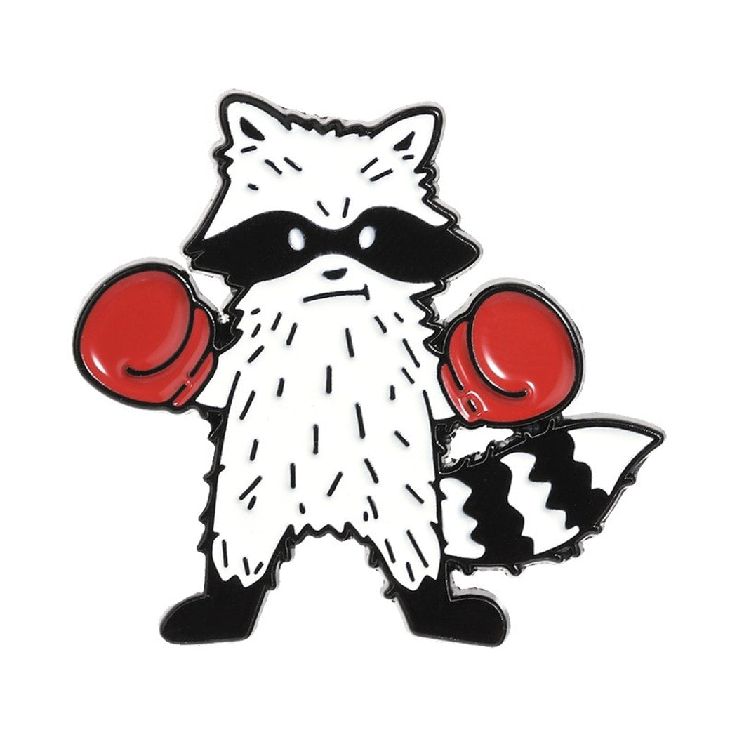 Pinori - Playful Animal Motif Raccoon Brooch Pin