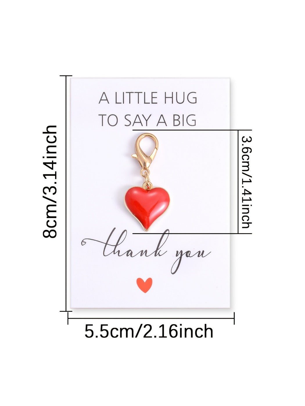 Taphug heart pendant charm with a soft shadow on a plain background