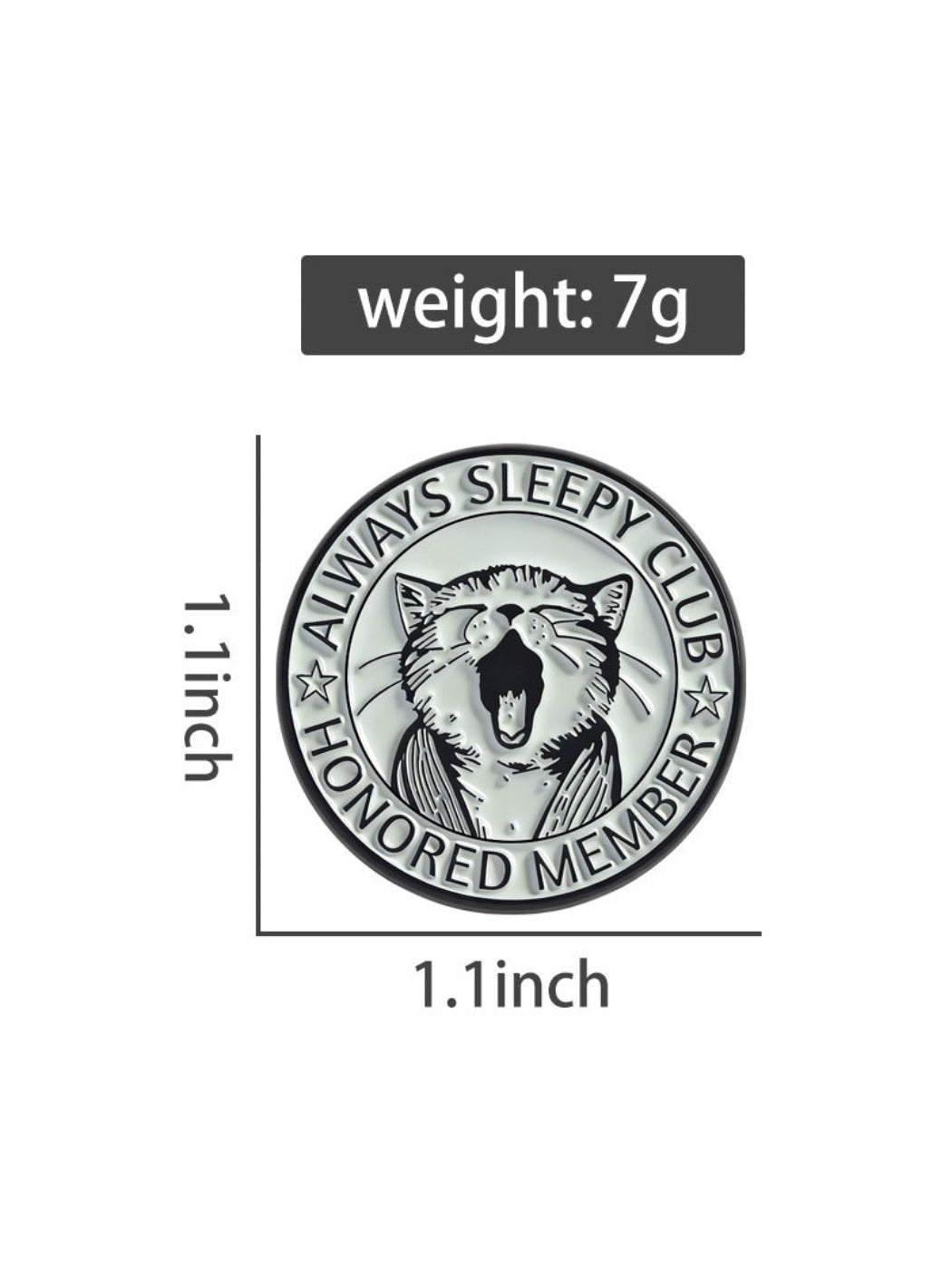 Pinori - Yawning Kitten Round Brooch