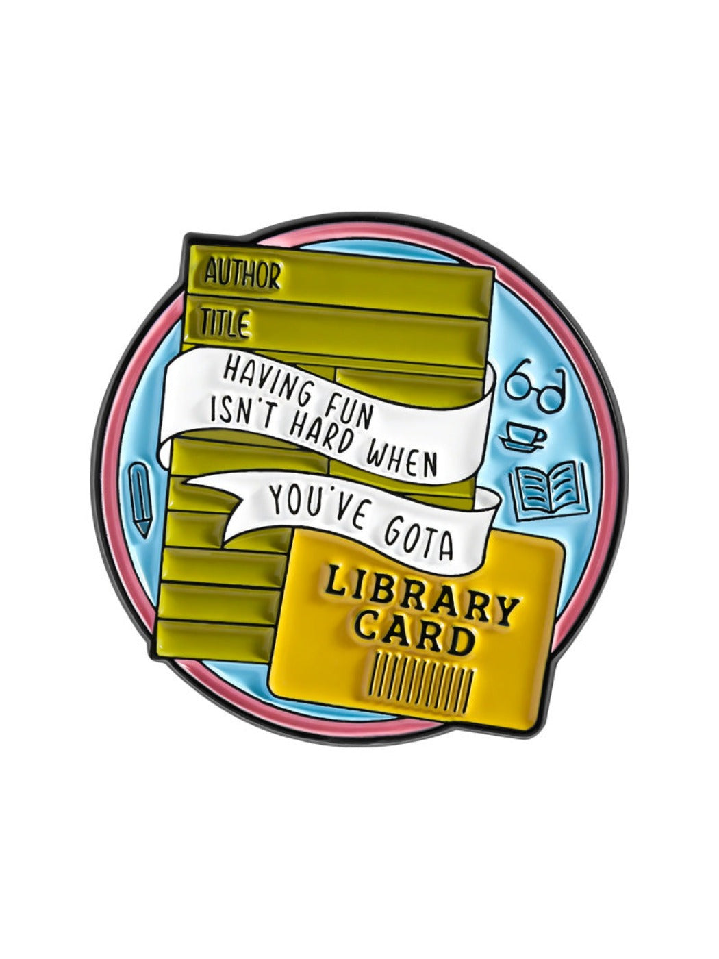 Pinori - Hedgehog Library Card Funny Brooch