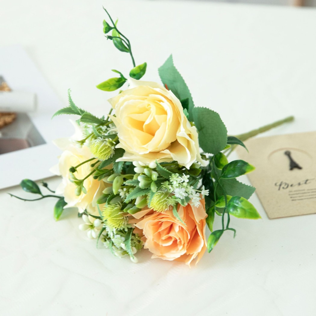 Roselle - Rolled Edge Rose Artificial Flowers Bouquet