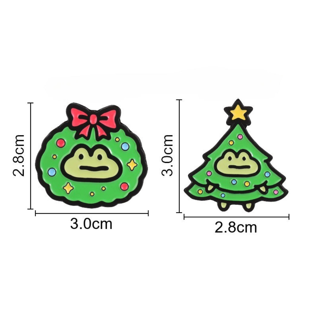 Pinori Frog Christmas Brooch Set