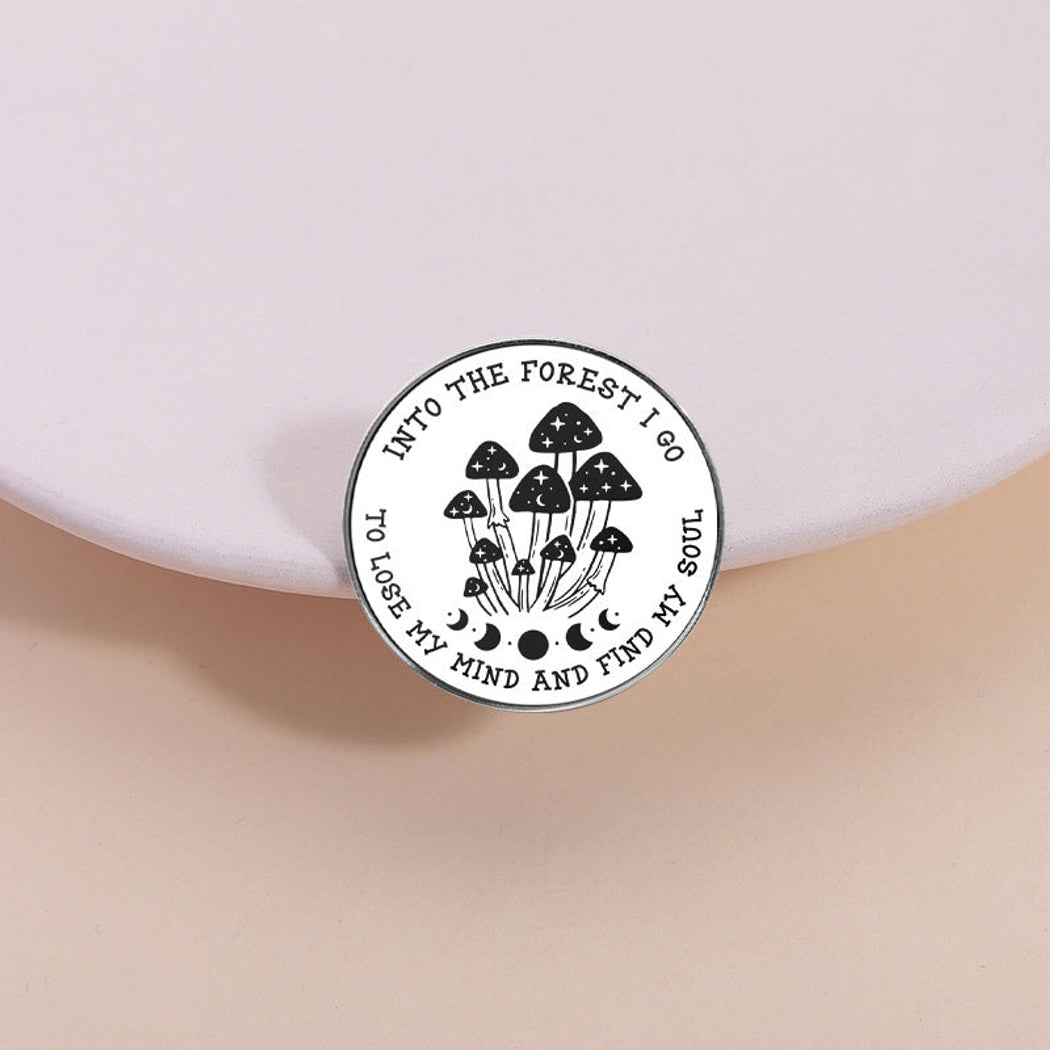 Pinori - Mushroom and Letter Circle Decorative Pin