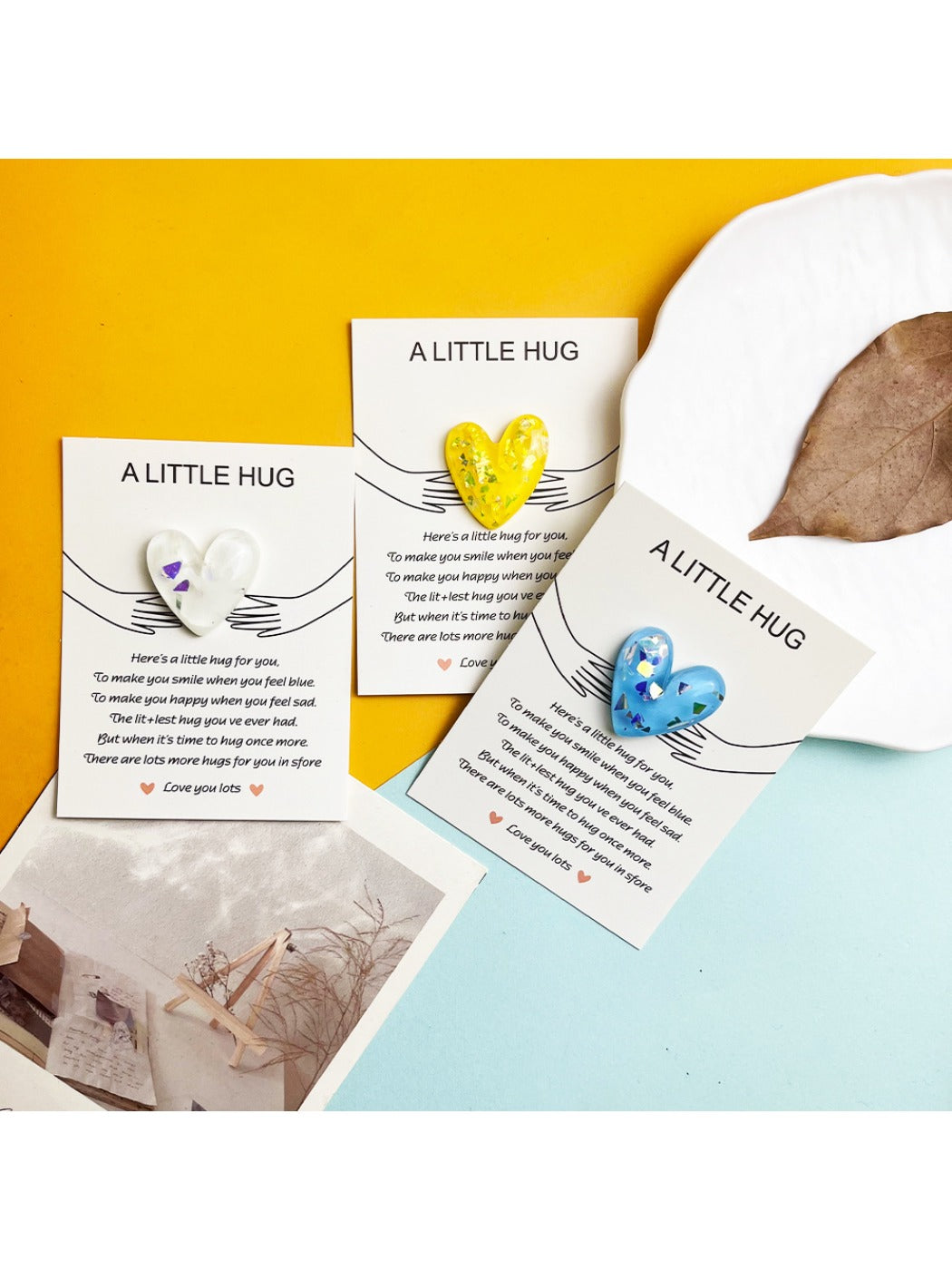 DIY Glitter Heart Pocket Hug Card folded with heart visible