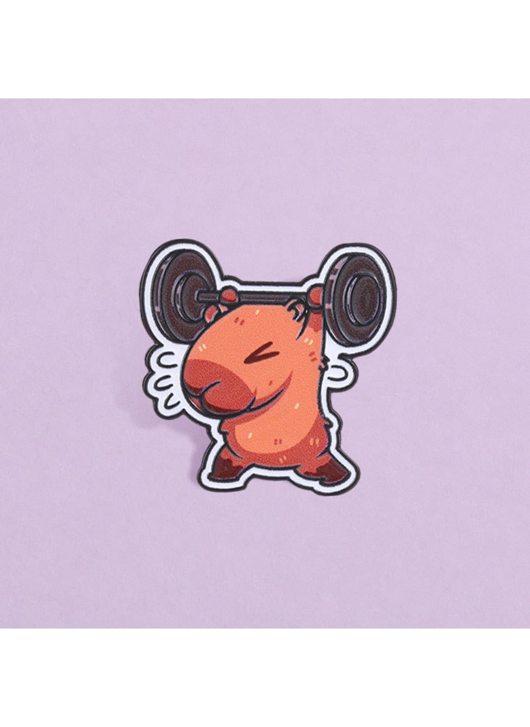 Pinori - Cute Cartoon Capybara Lifting Barbell Pin Brooch Badge