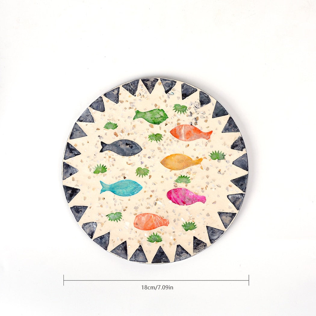 Thimara - Round Floral Pattern Tabletop Coaster
