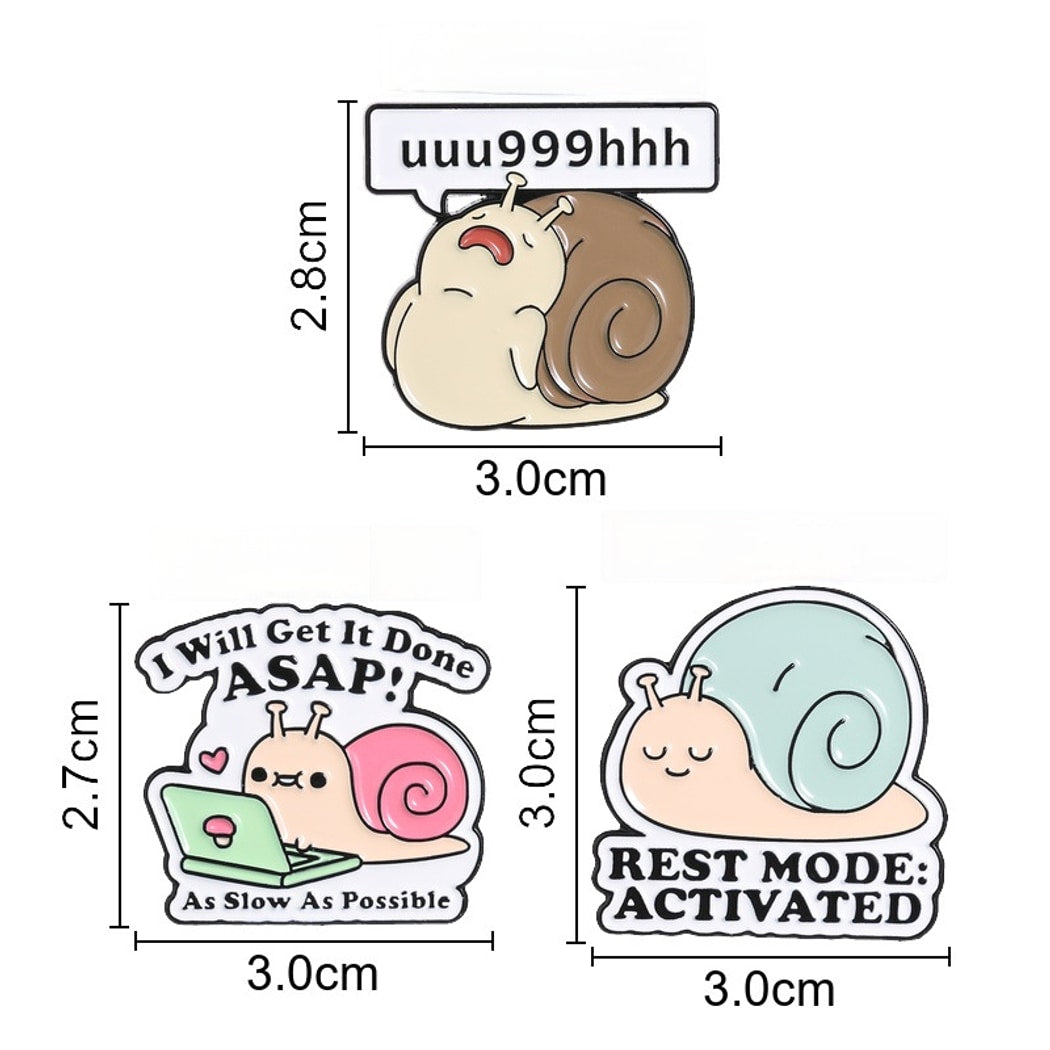 Pinori - Playful Snail Quote Cartoon Decorative Brooch