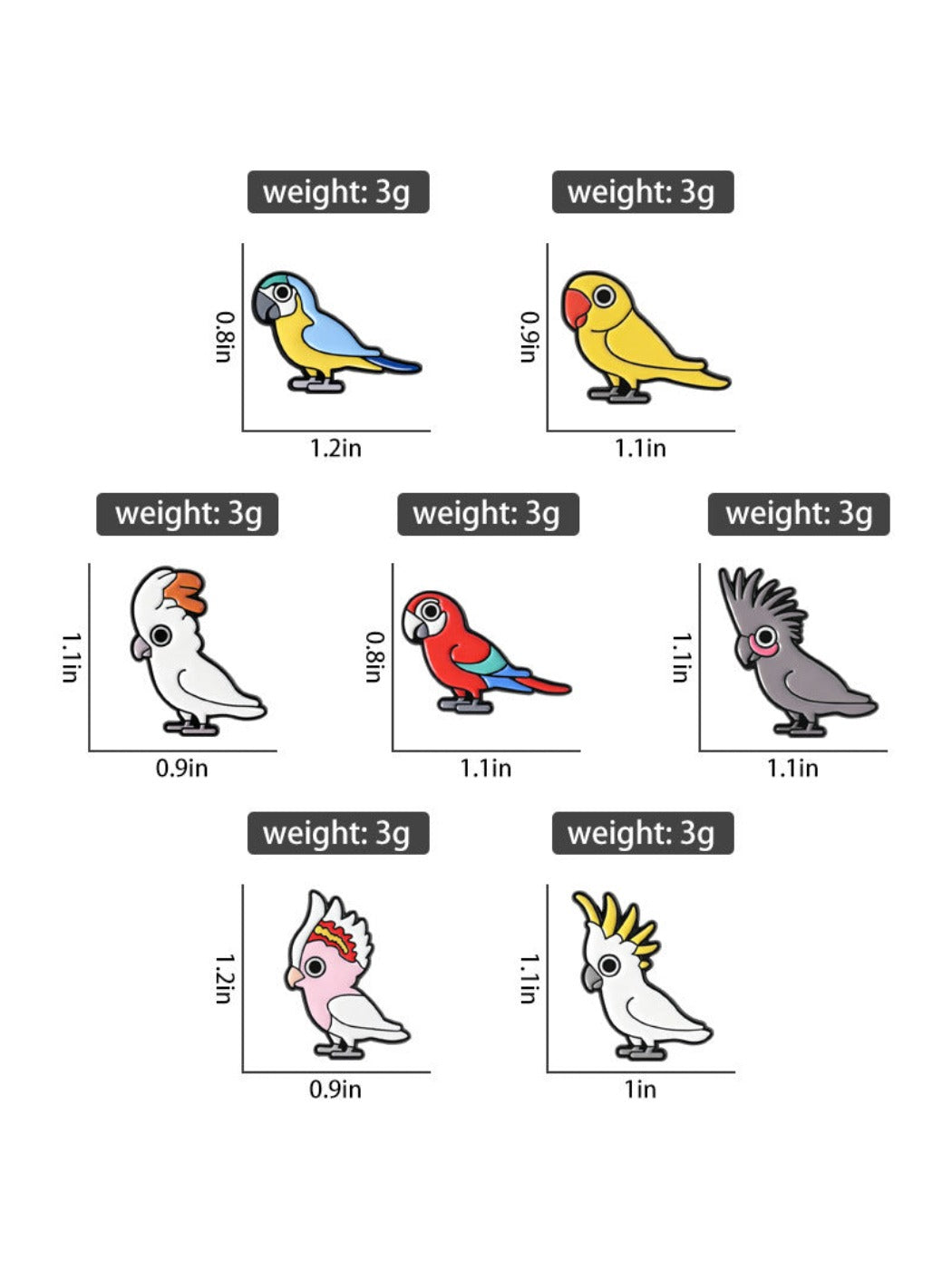 Pinori - Cute Cartoon Parrot Brooch