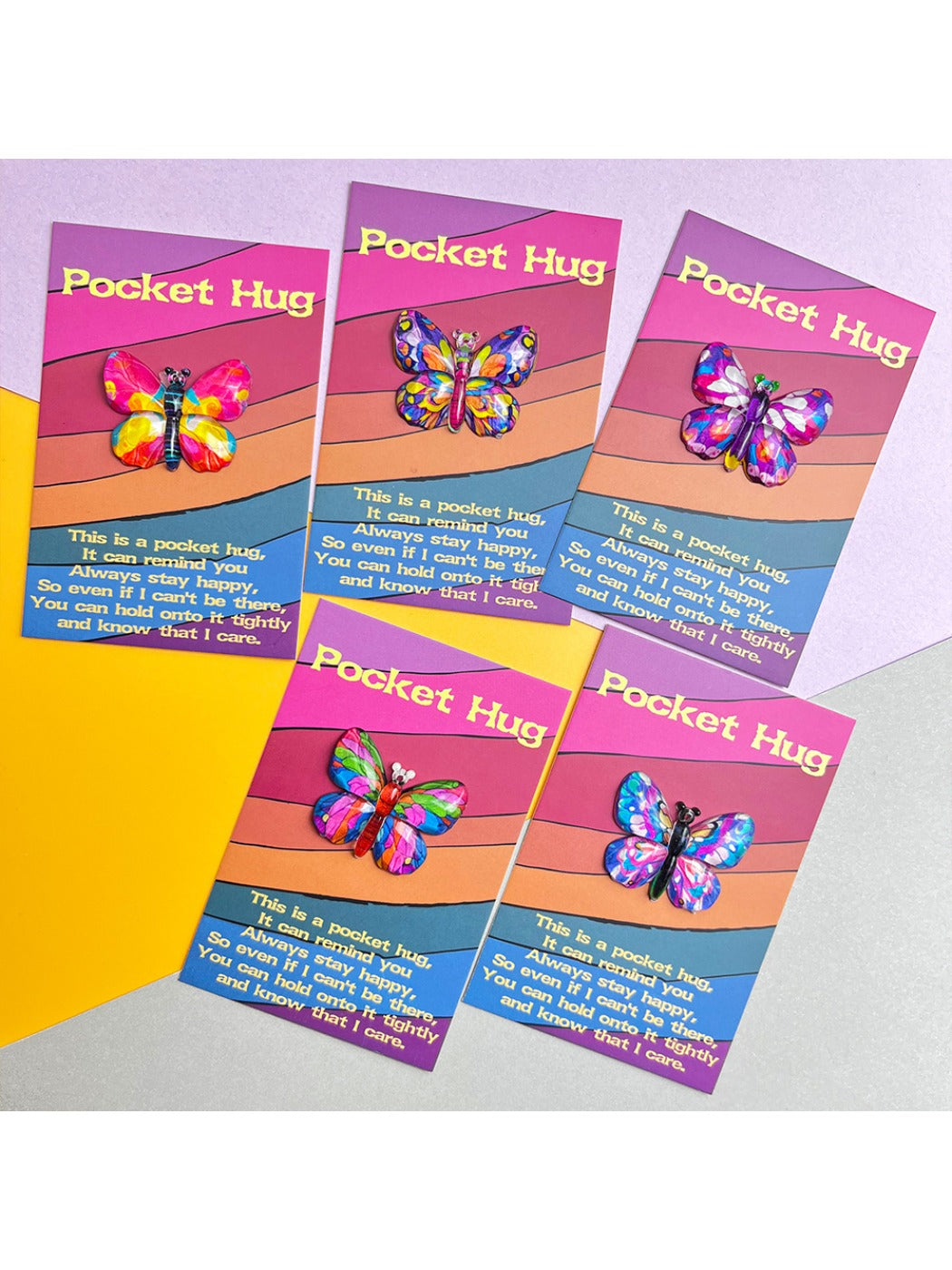 Taphug - Pocket Hug Painted Resin Butterfly pocket hug card and keepsake token view 3