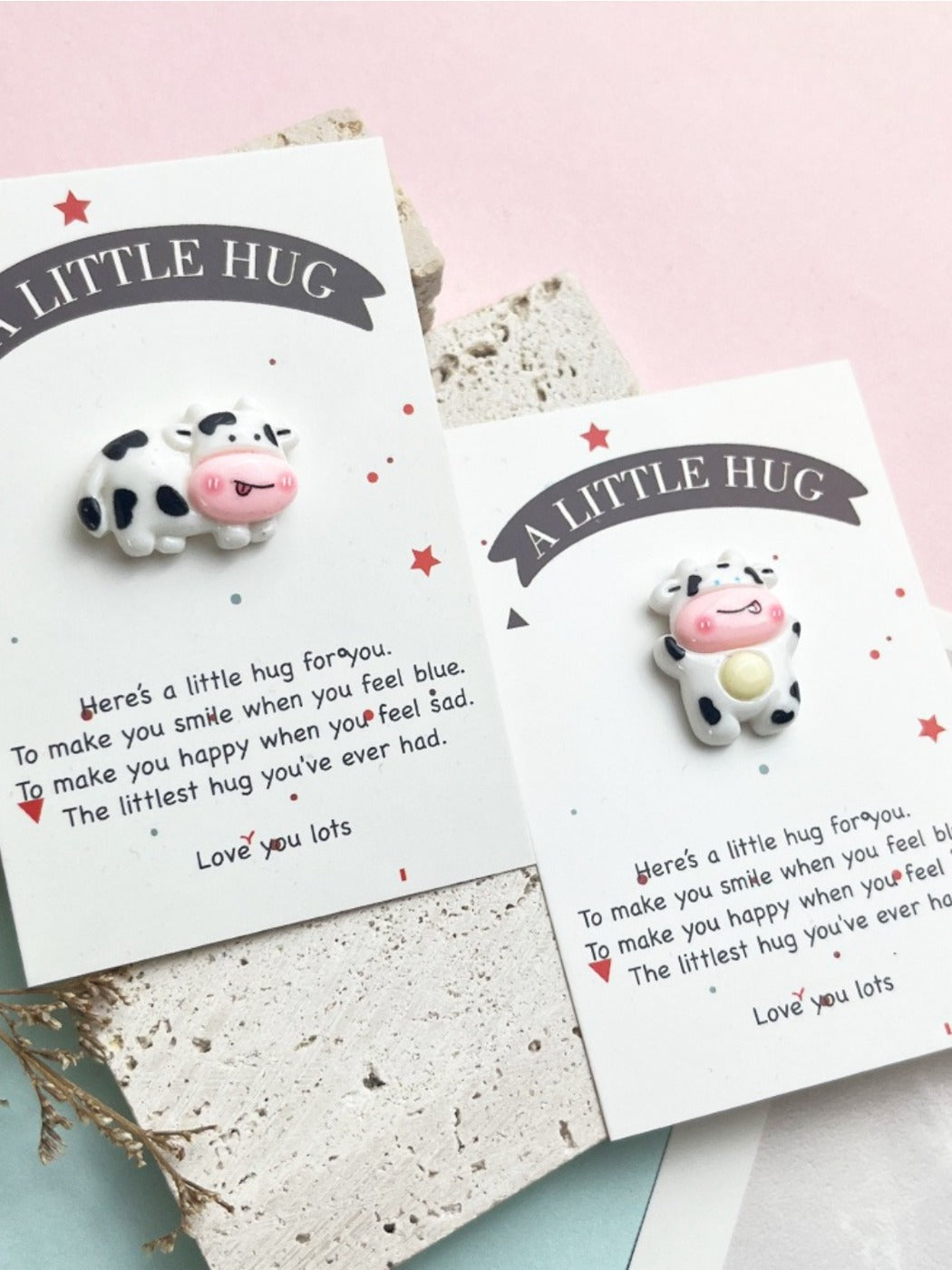 Taphug - Pocket Hug Cute Cow pocket hug card and keepsake token view 3