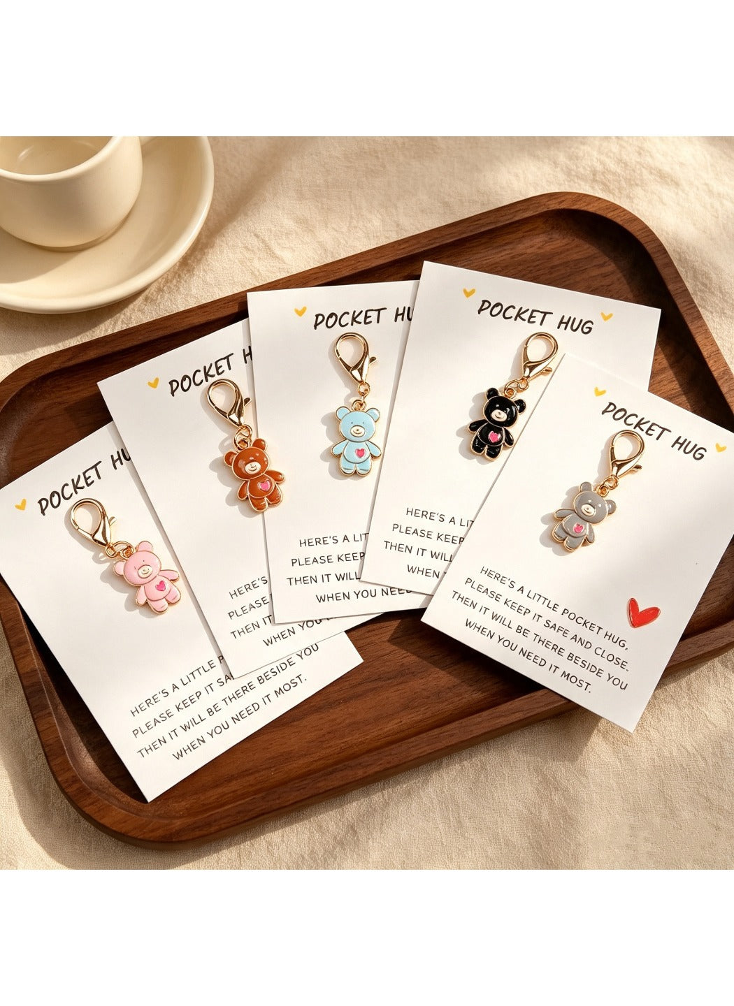 Taphug  - Alloy Pocket Hug Card Heart Bear Keychain