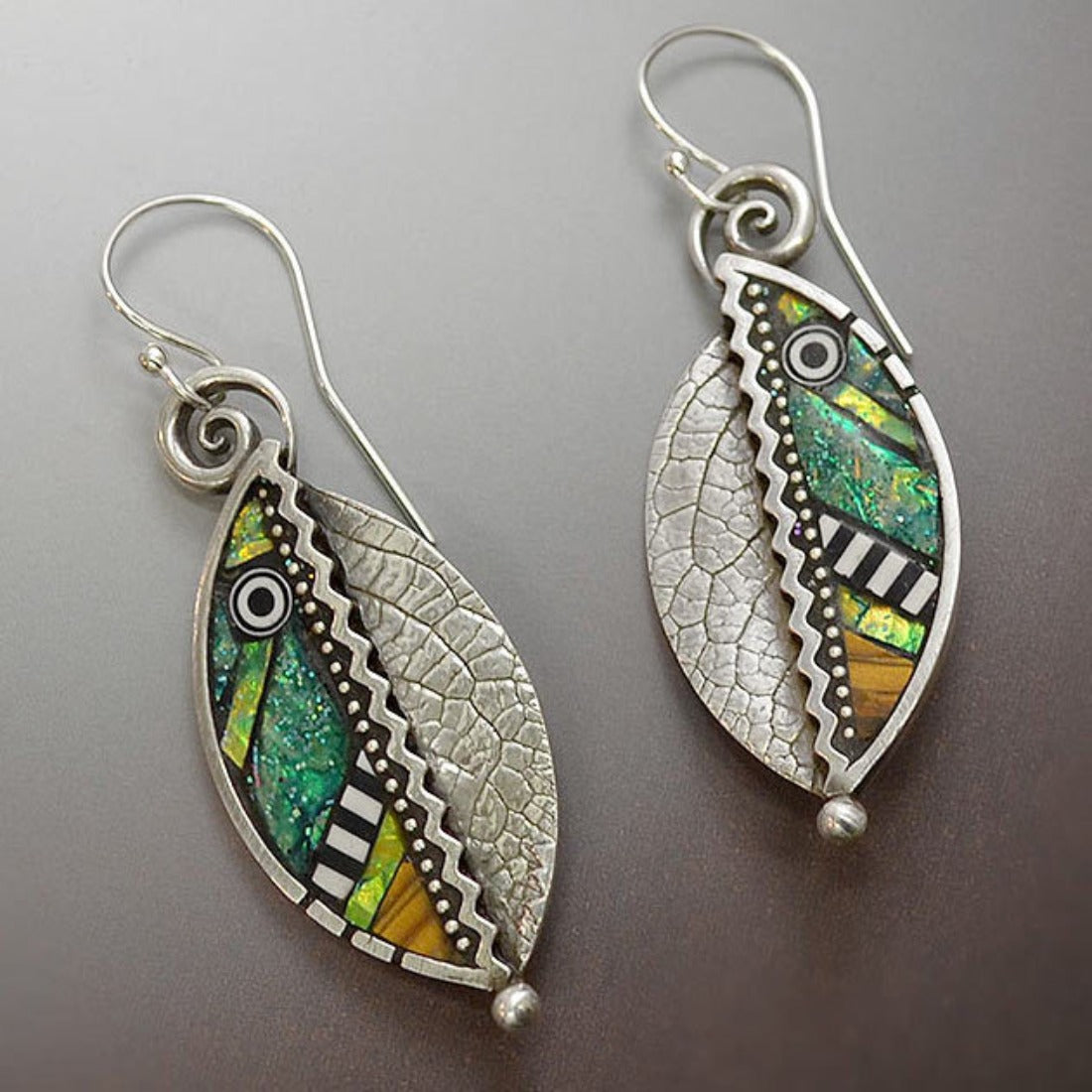 Two-Tone Leaf Shaped Earrings