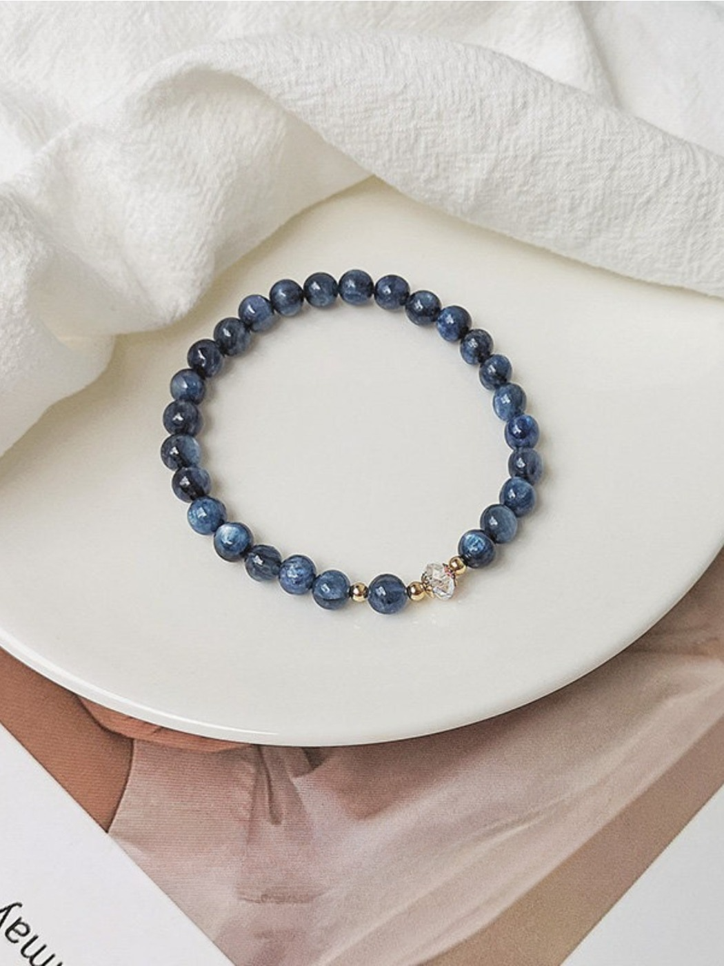 Emora white crystal bracelet laid flat showing full length and fade-proof quality