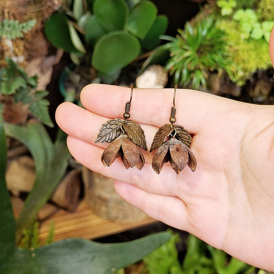 Handcrafted Vintage Natural Nut Earrings