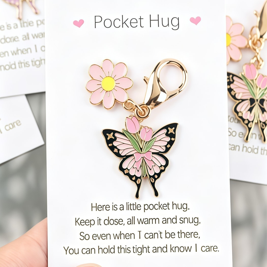 Taphug - Pocket Hug Enamel Butterfly Flower Token