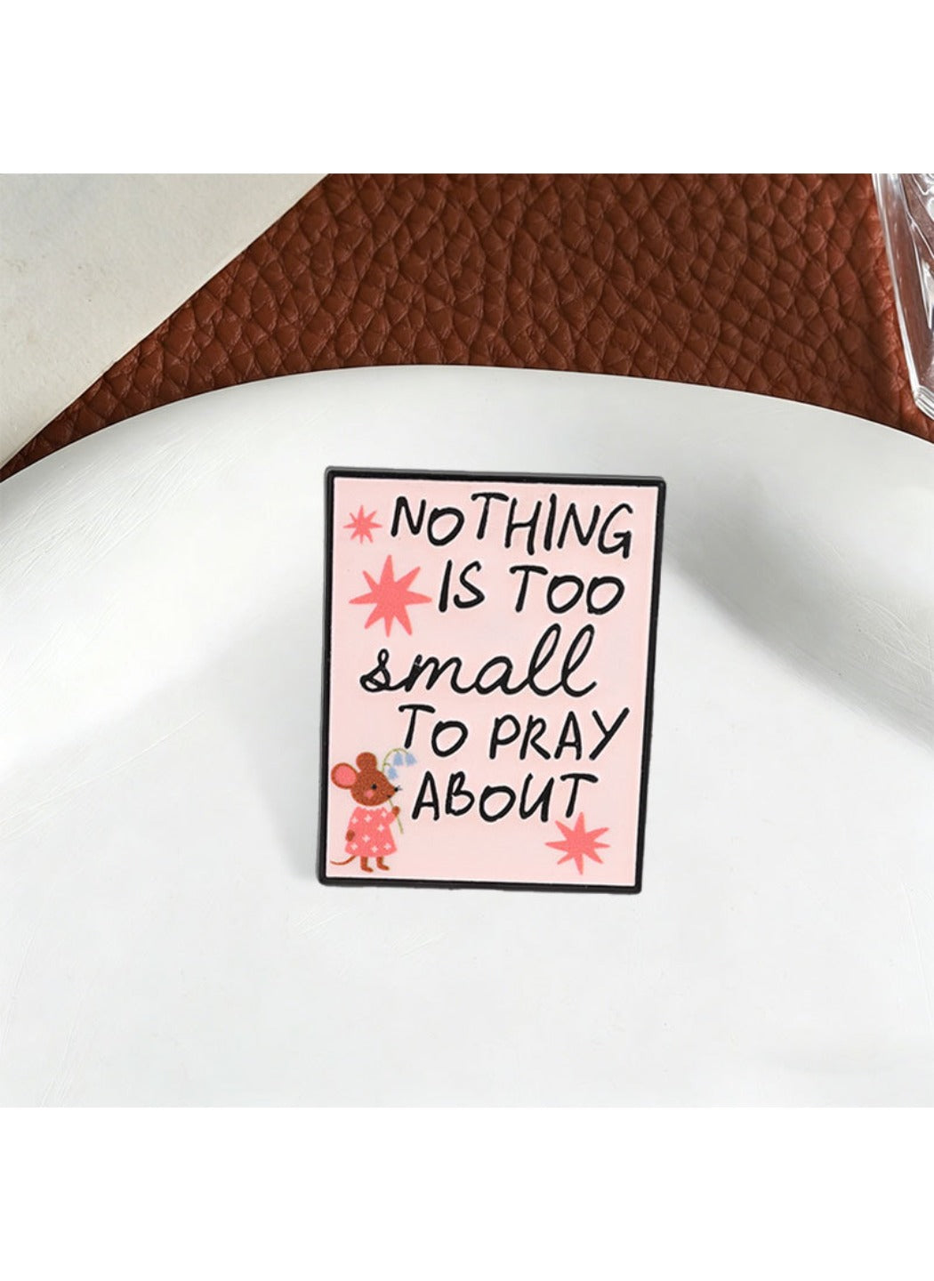 Pinori - Alloy Brooch Badge, Cute Cartoon Mouse with Inspiring Words