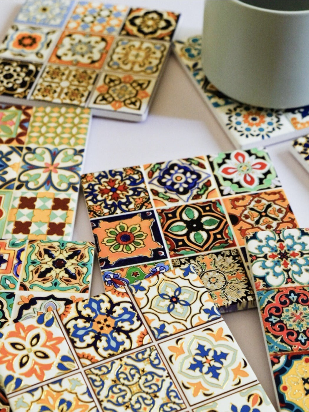 Thimara - 3D Raised Gold Foil Square Coasters Heat Resistant