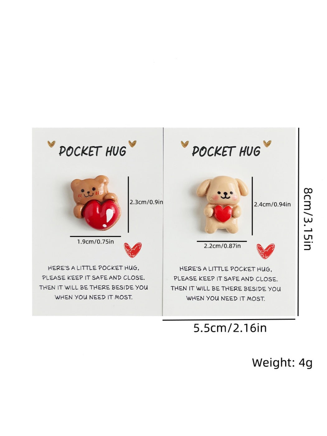 Taphug Pocket Hug bear and dog plush toys displayed from front view