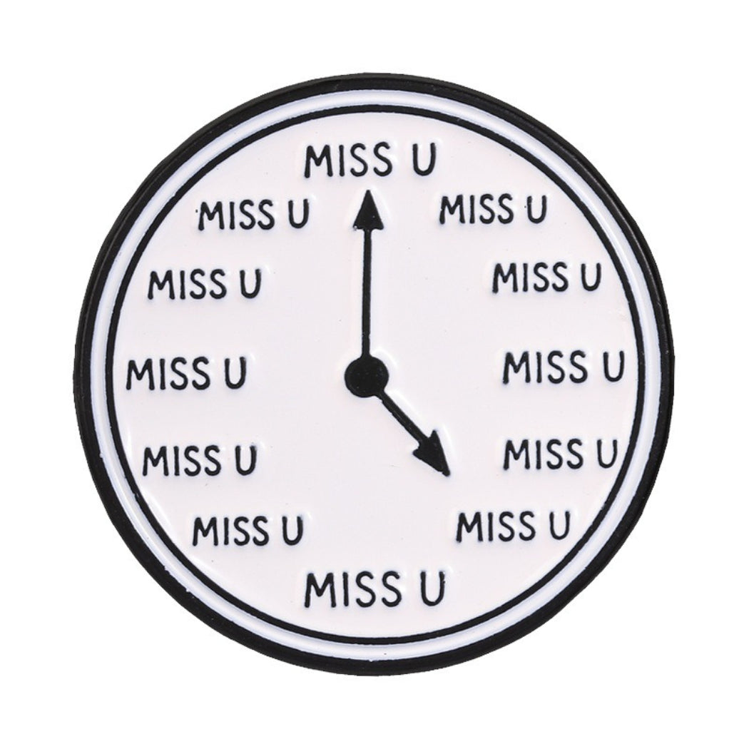 Pinori Miss You Clock Enamel Pin