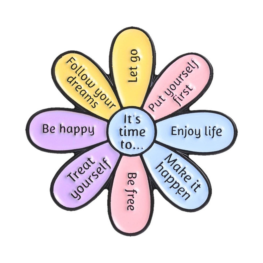 Pinori - Motivational Text Message Flower Pin